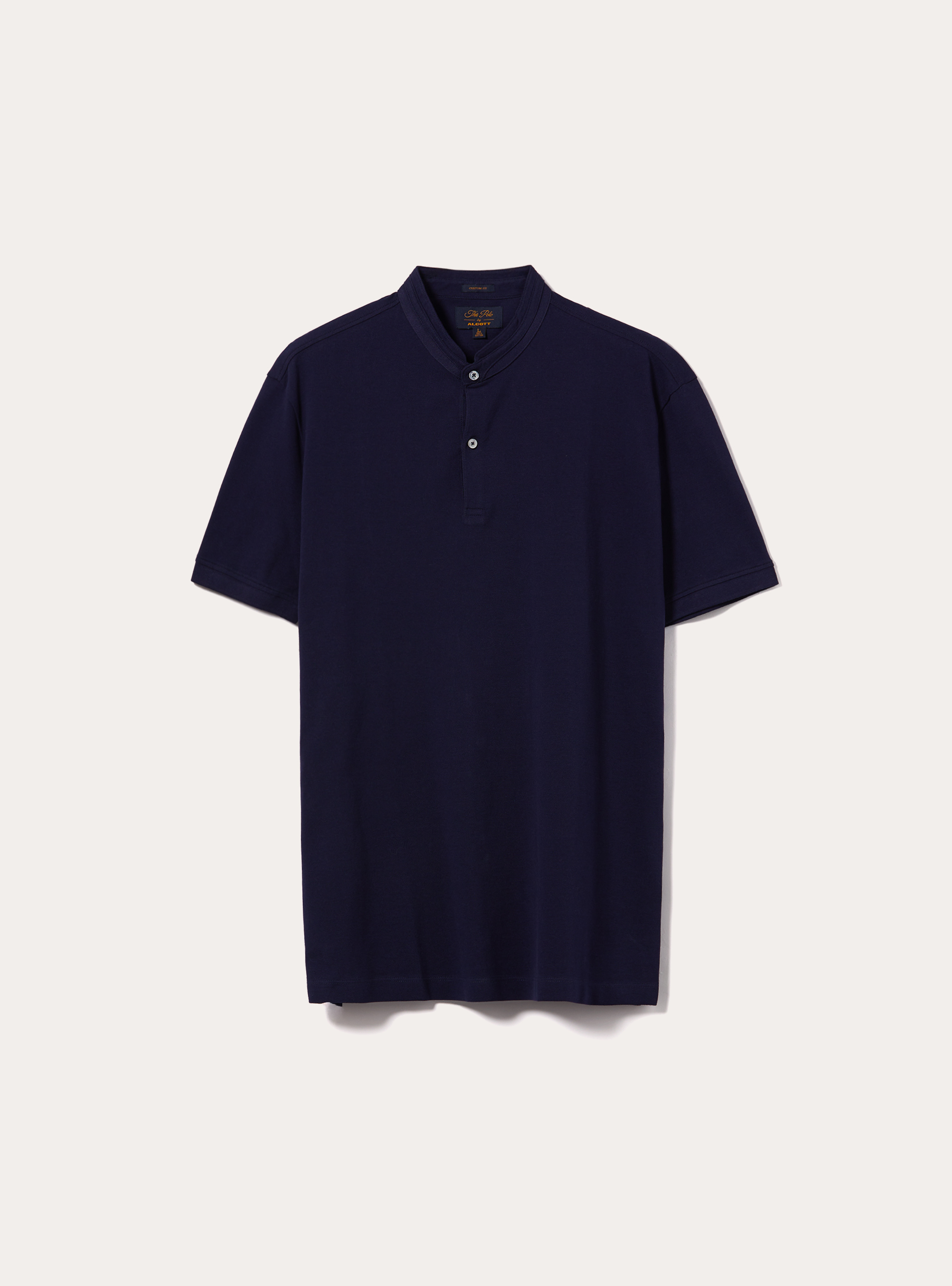 Polo en Coton &agrave; Col Officier, NA1 NAVY DARK