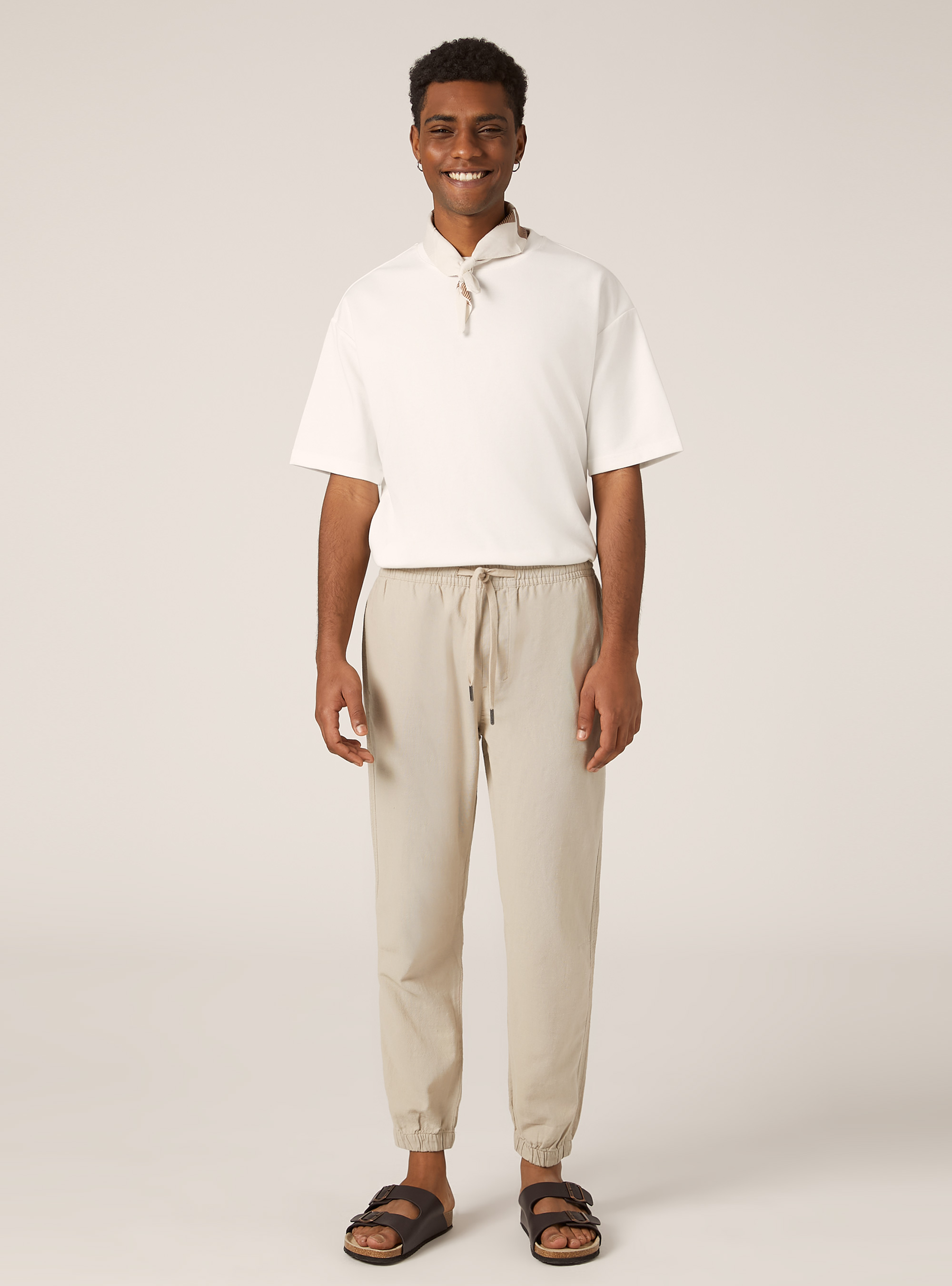 Linen-blend jogger pants, BG2 BEIGE MEDIUM
