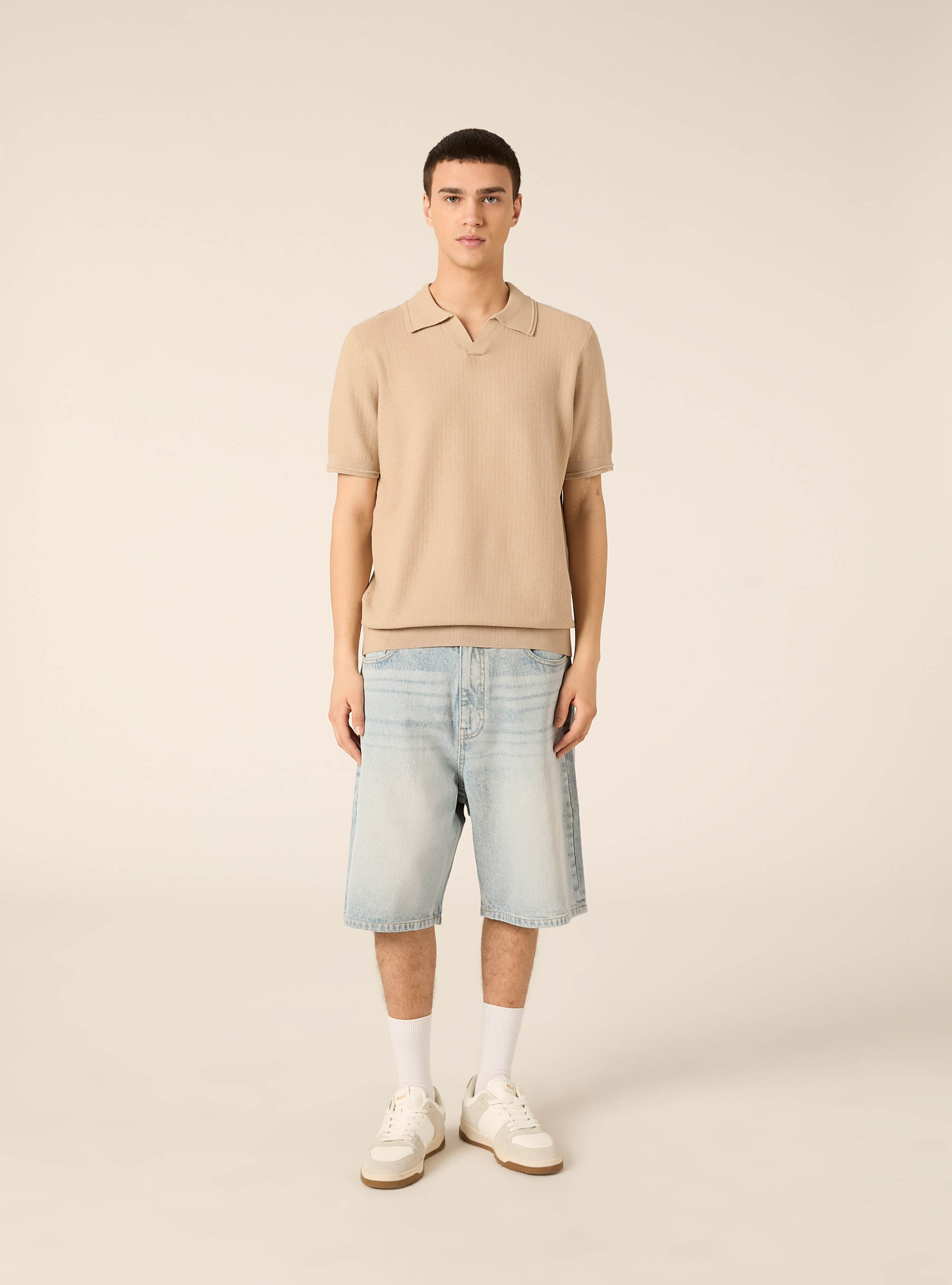 Polo derby in maglia, BEIGE MEDIO