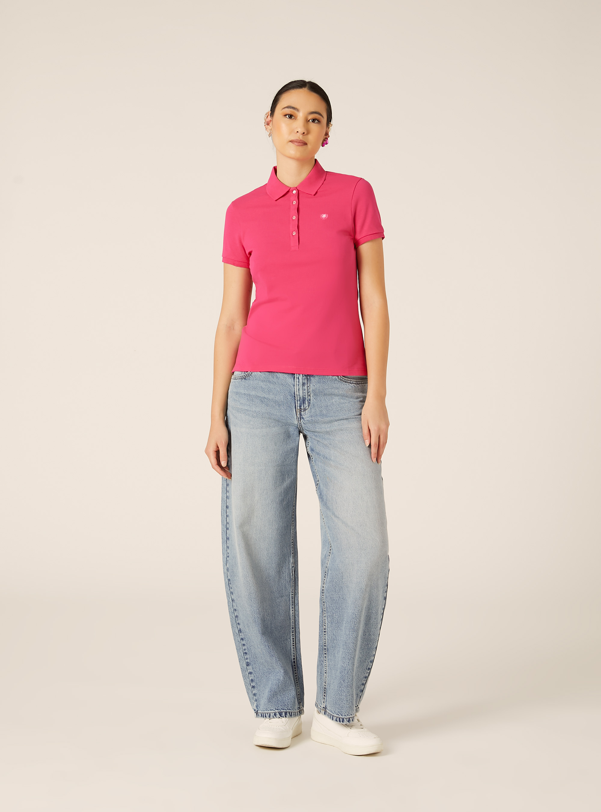 Slim Fit Polo Shirt with Embroidered Logo, FX2 FUXIA MEDIUM