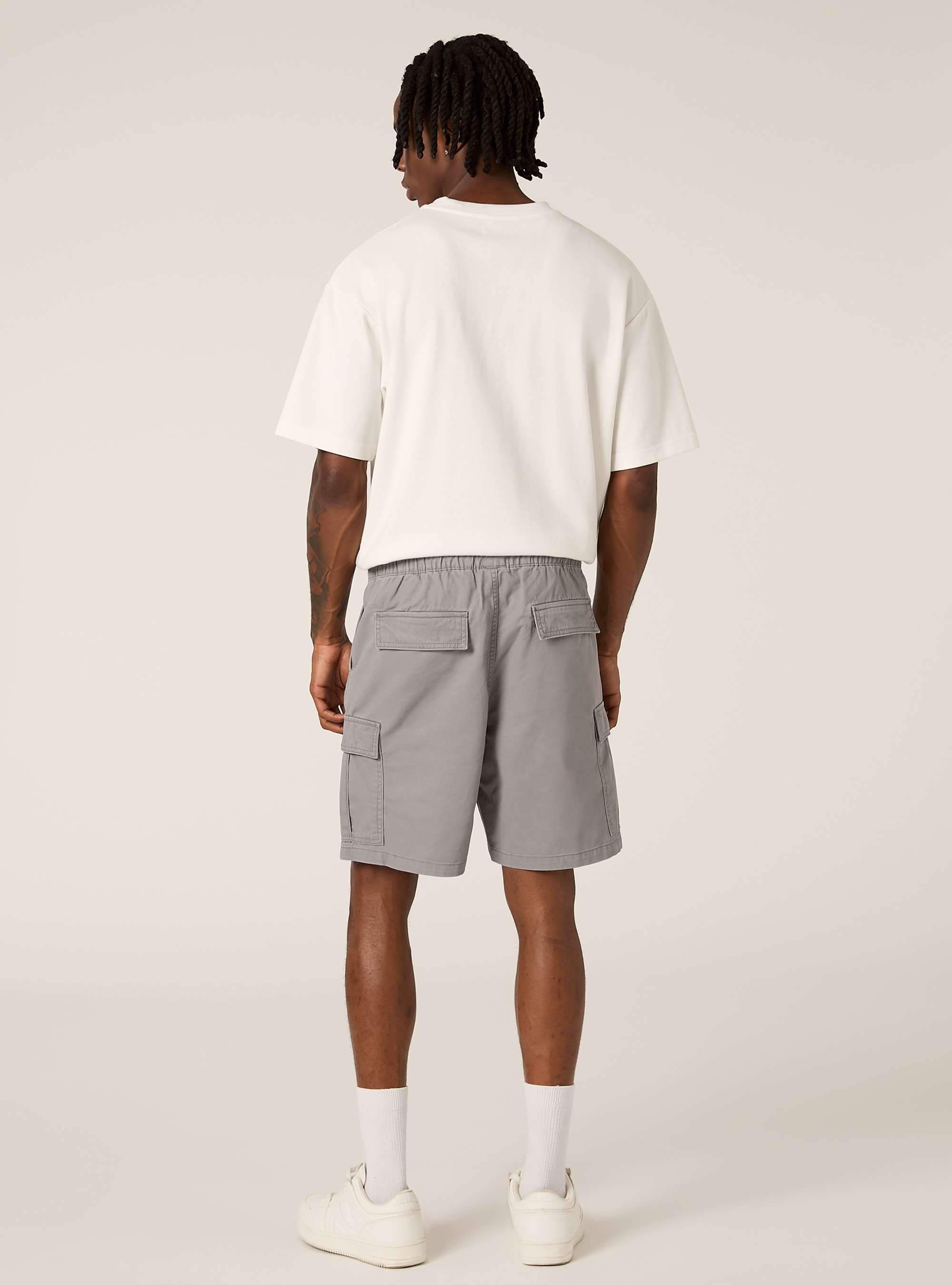 Cargo-Bermudashorts aus Twill mit Kordelzug, GY3 GREY LIGHT