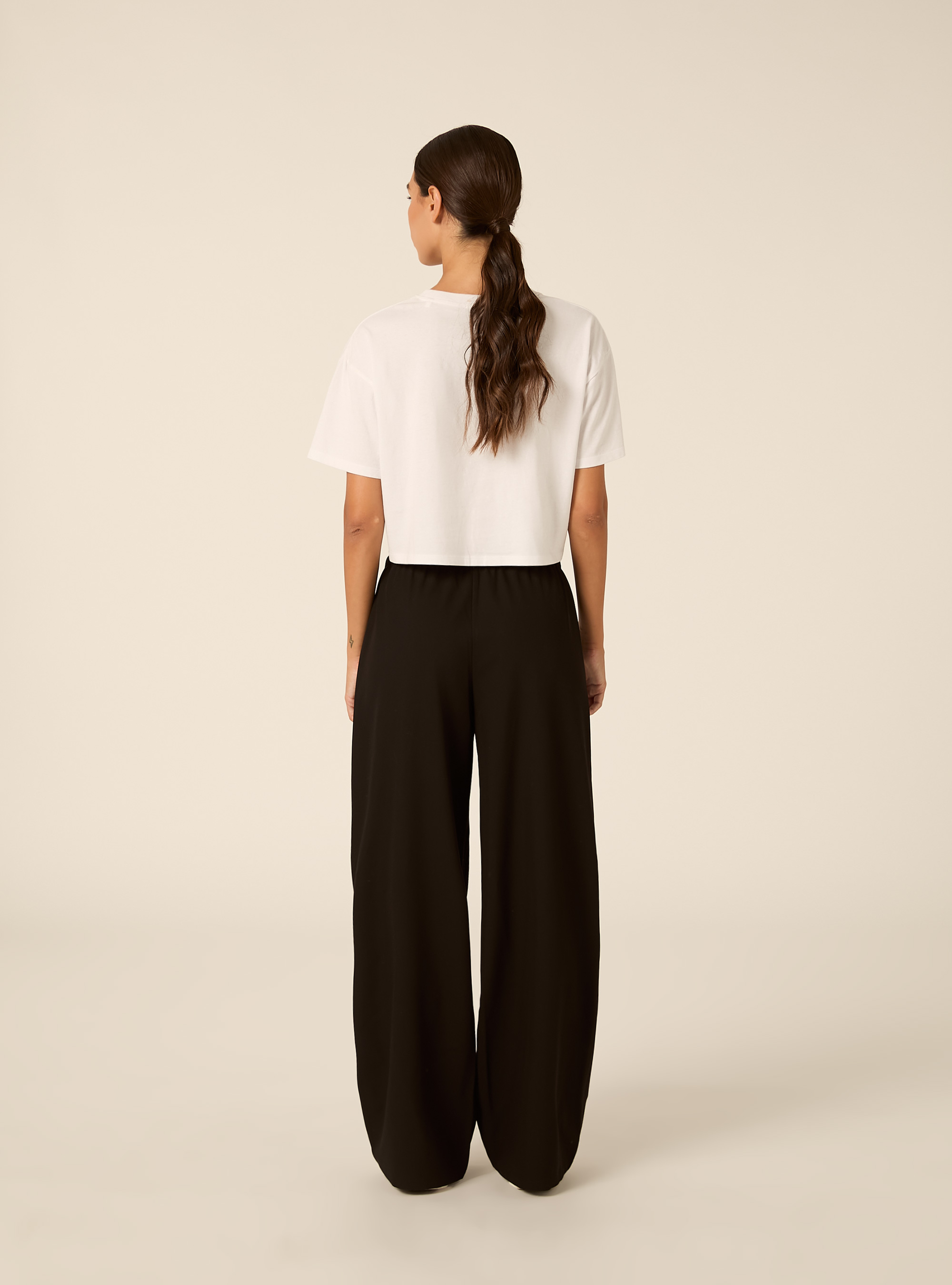 Pantal&oacute;n recto con el&aacute;stico en la cintura, BK1 BLACK