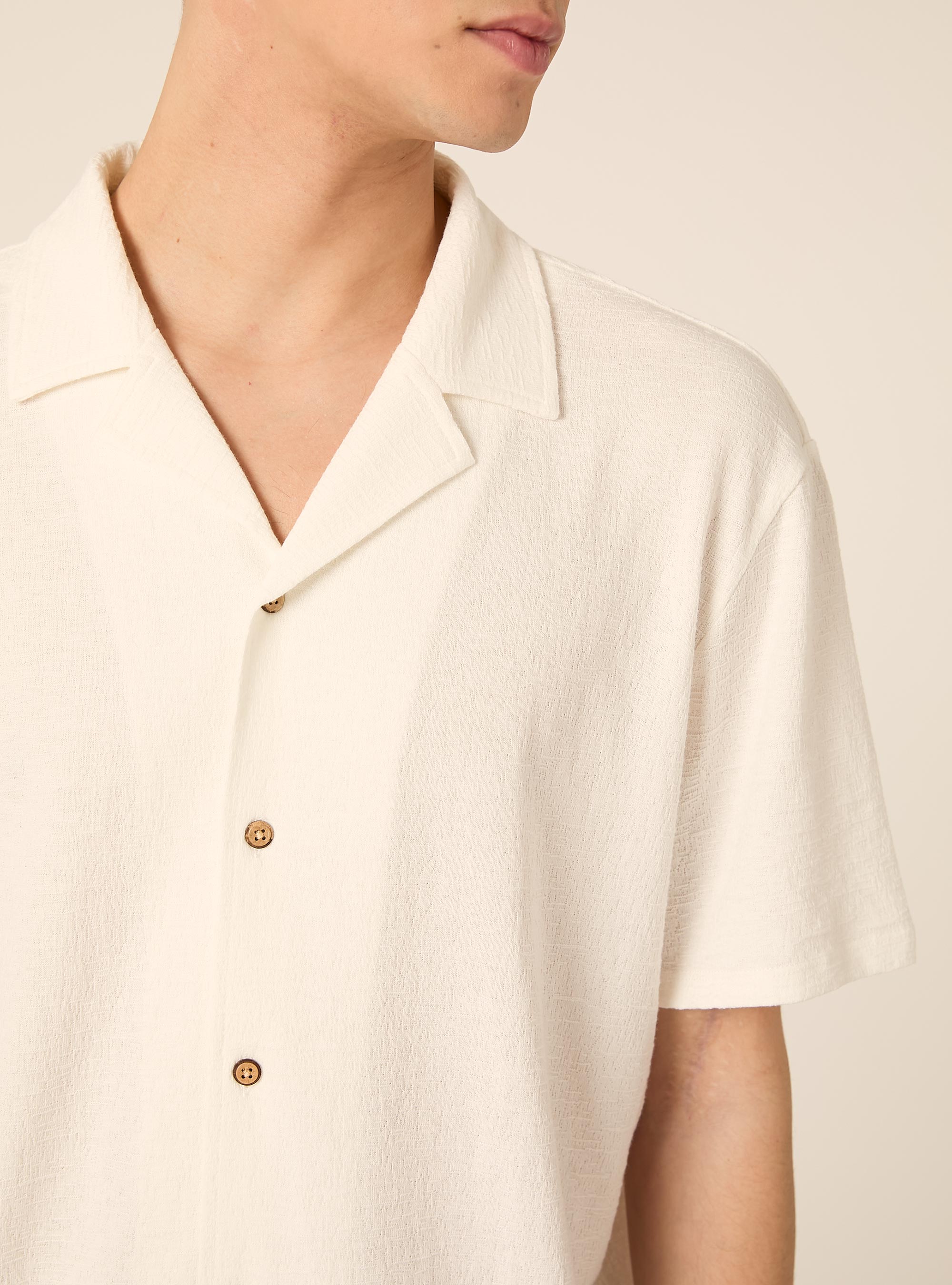 Boxy-fit textured shirt, WH2 WHITE