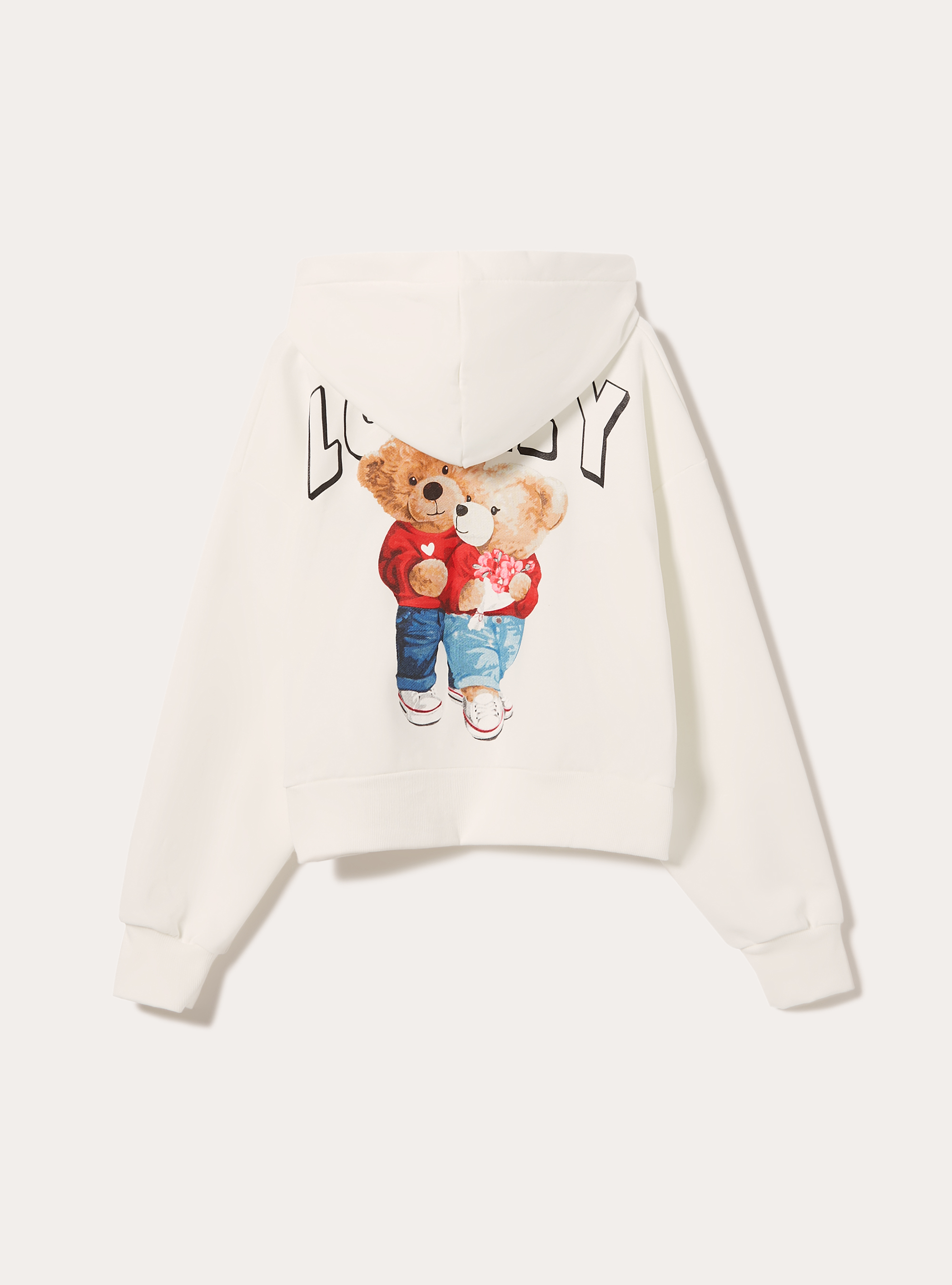 Sweatshirt court avec imprim&eacute; Teddy, WH2 WHITE