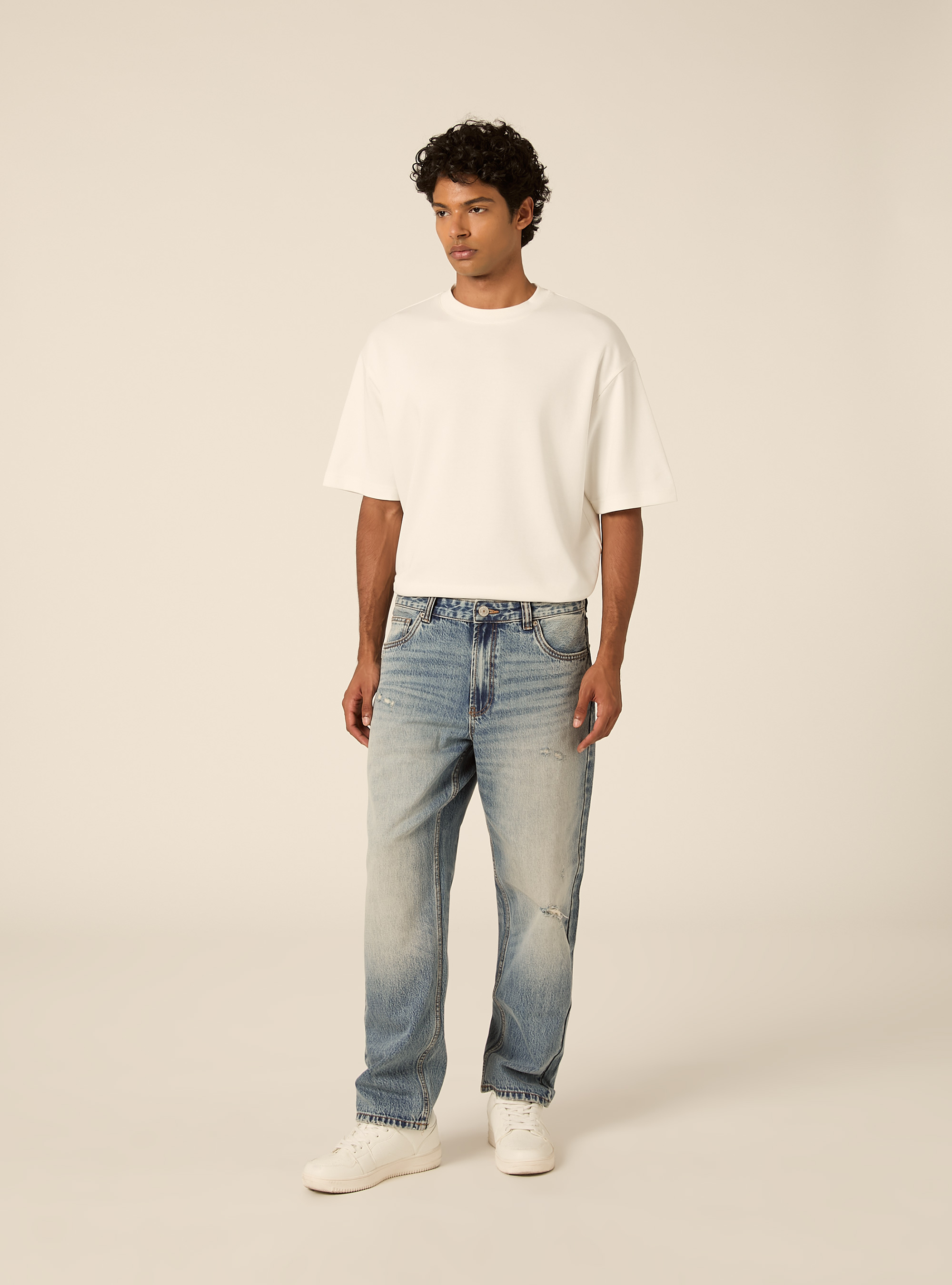 Jeans straight fit, D201 AZZURRE MED OVERDYE