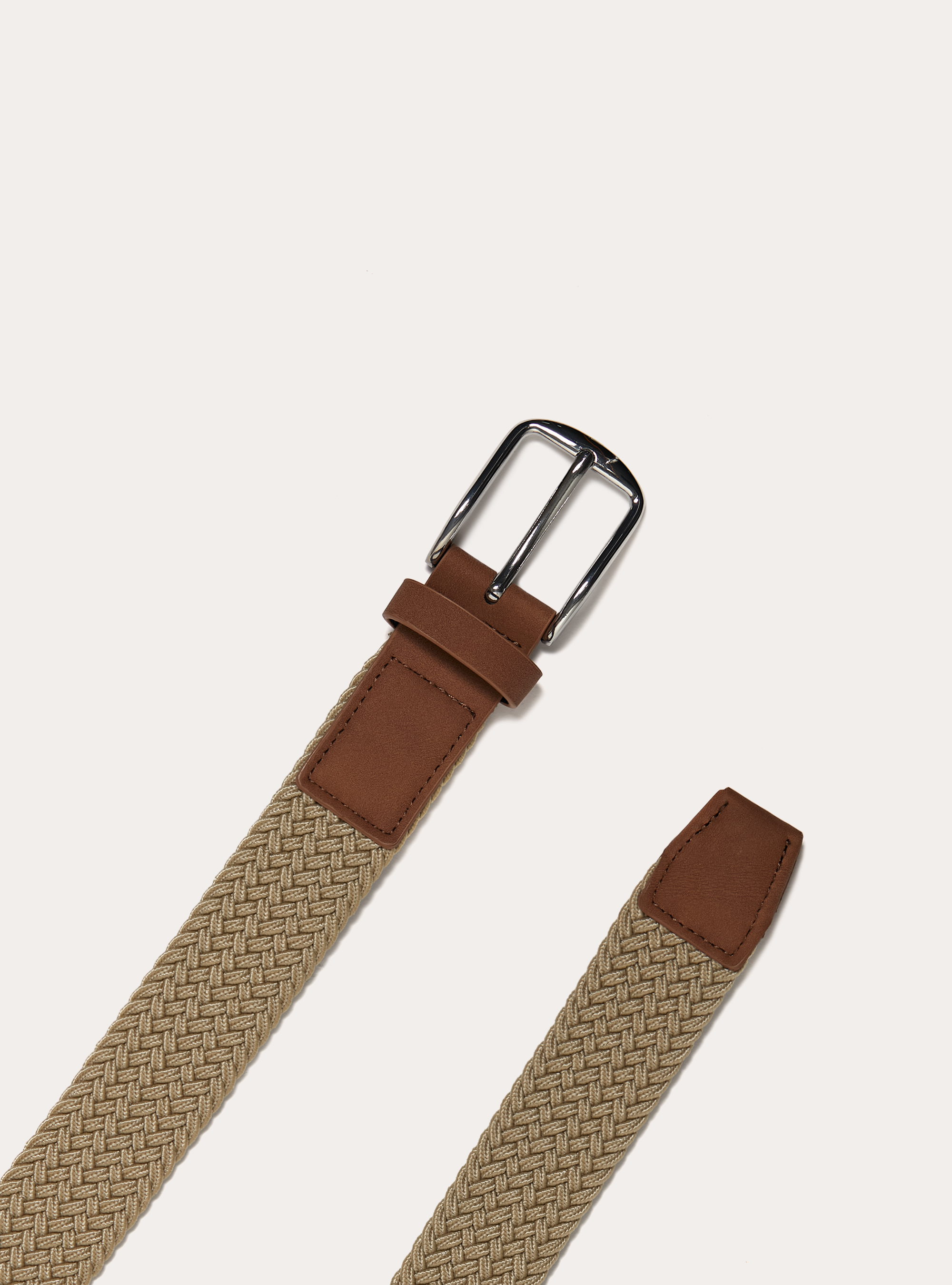 Ceinture tress&eacute;e &eacute;lastique, BG2 BEIGE MEDIUM