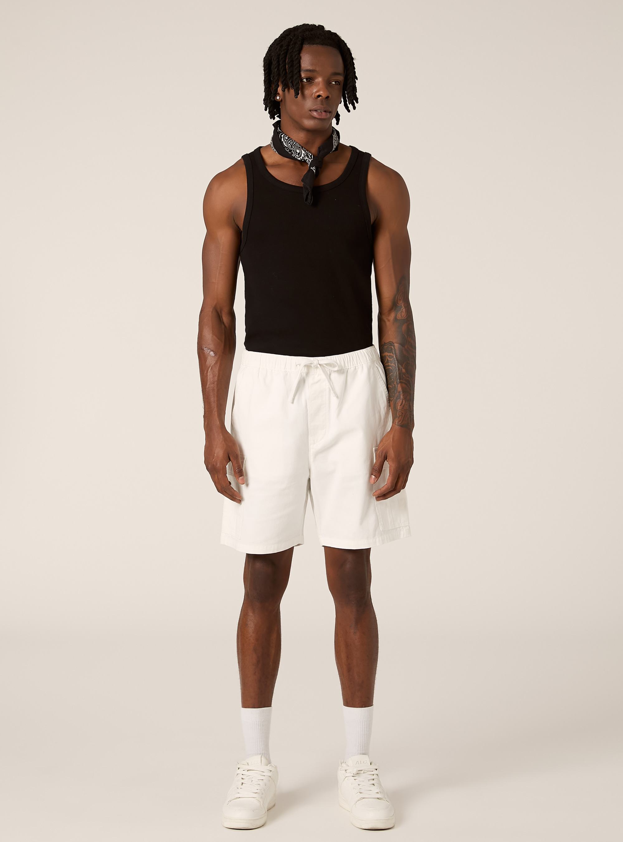 Bermuda cargo en serg&eacute; coul&eacute;, WH2 WHITE