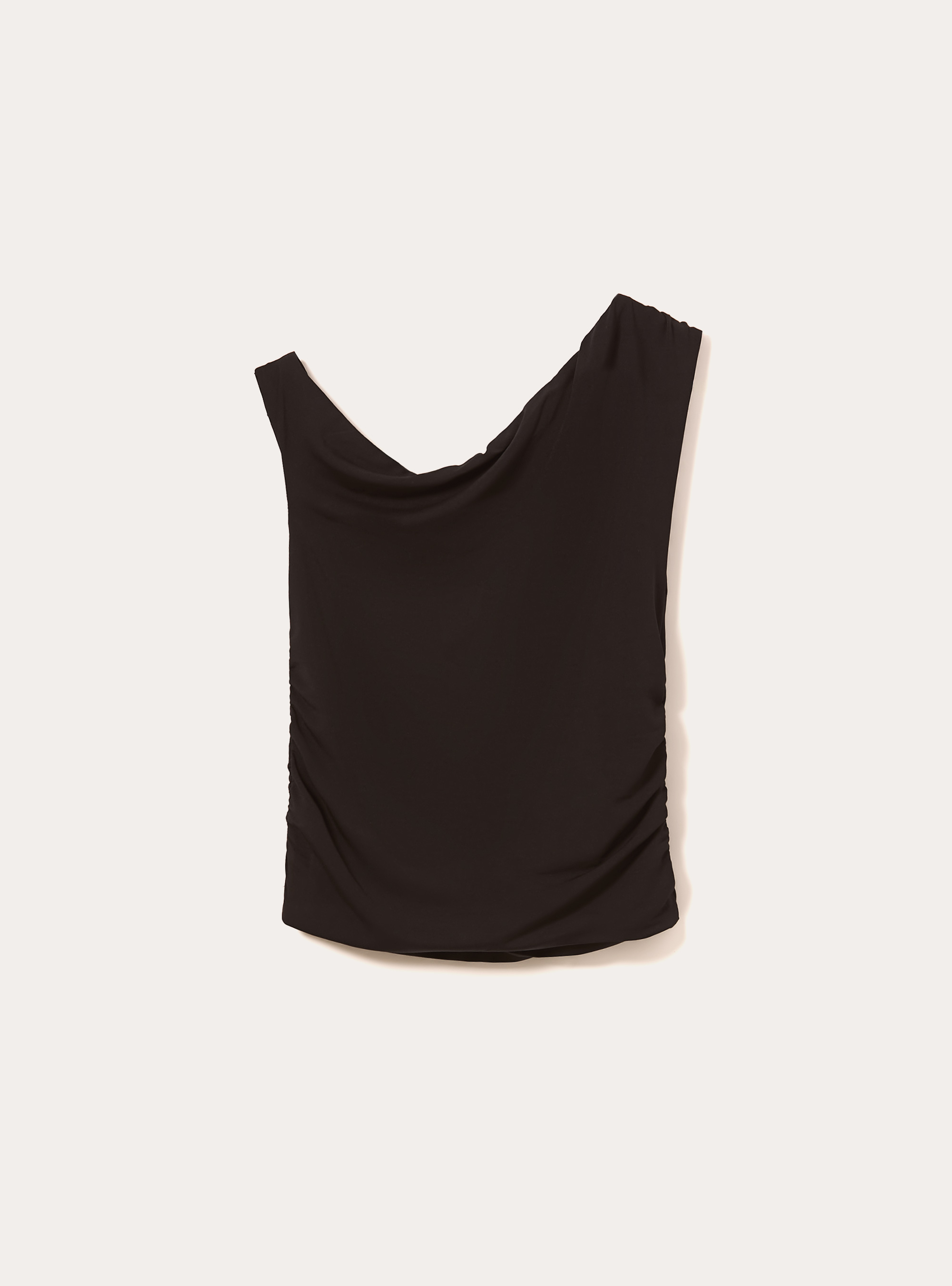 Top con scollo asimmetrico, NERO