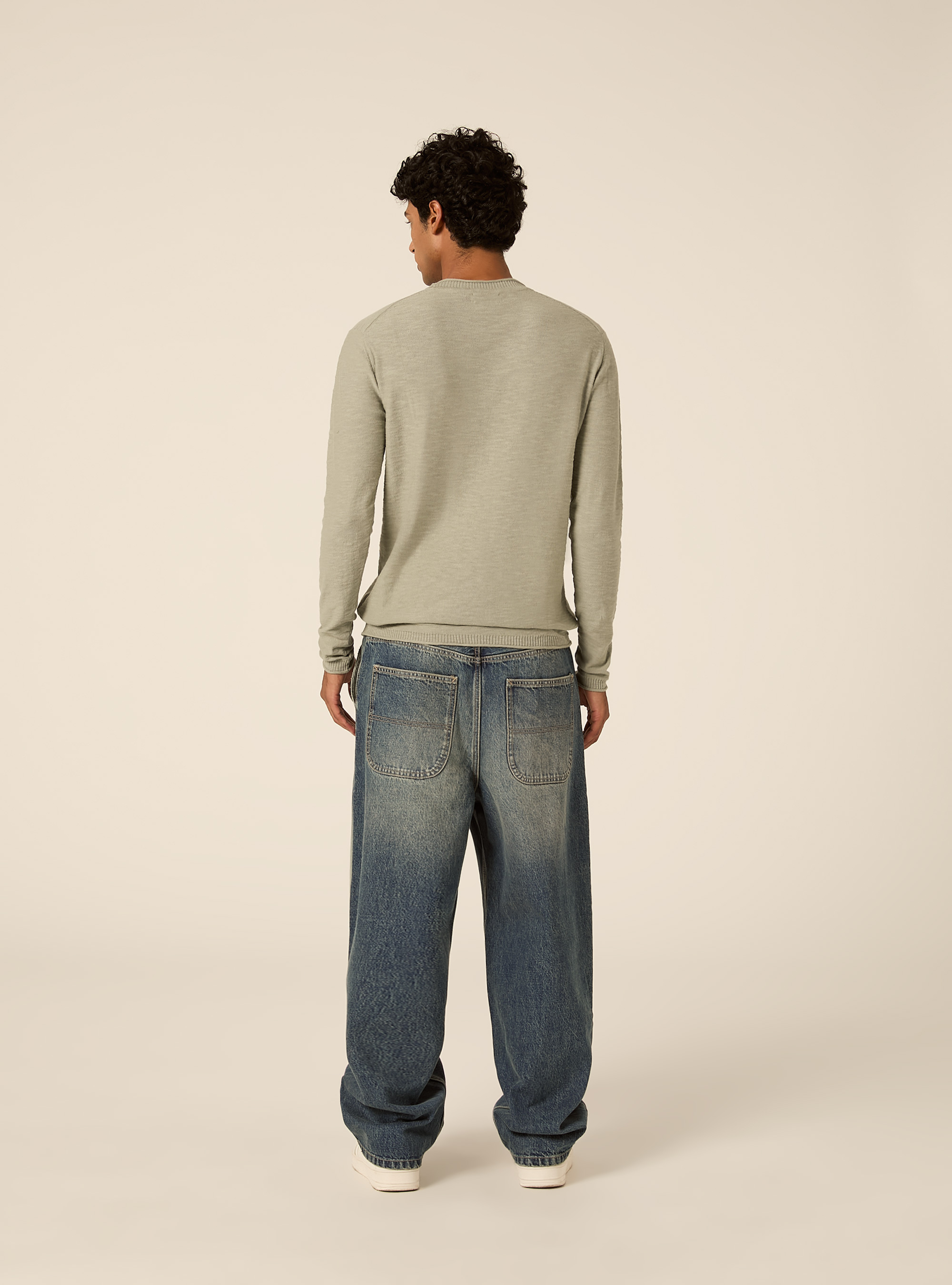 Jersey ligero de cuello redondo con bolsillo, SG3 SAGE LIGHT