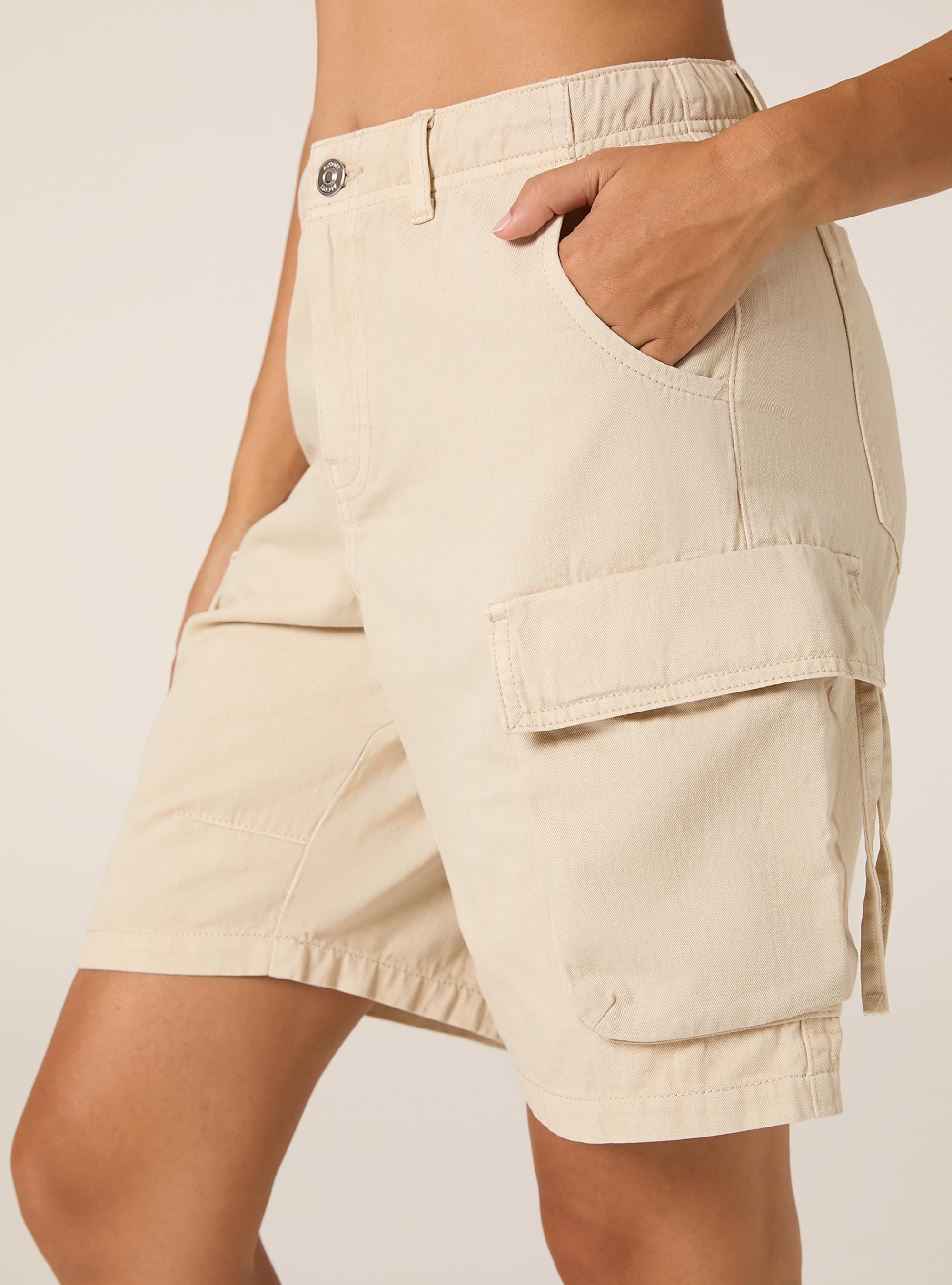 Bermuda cargo in twill, CREMA MEDIO
