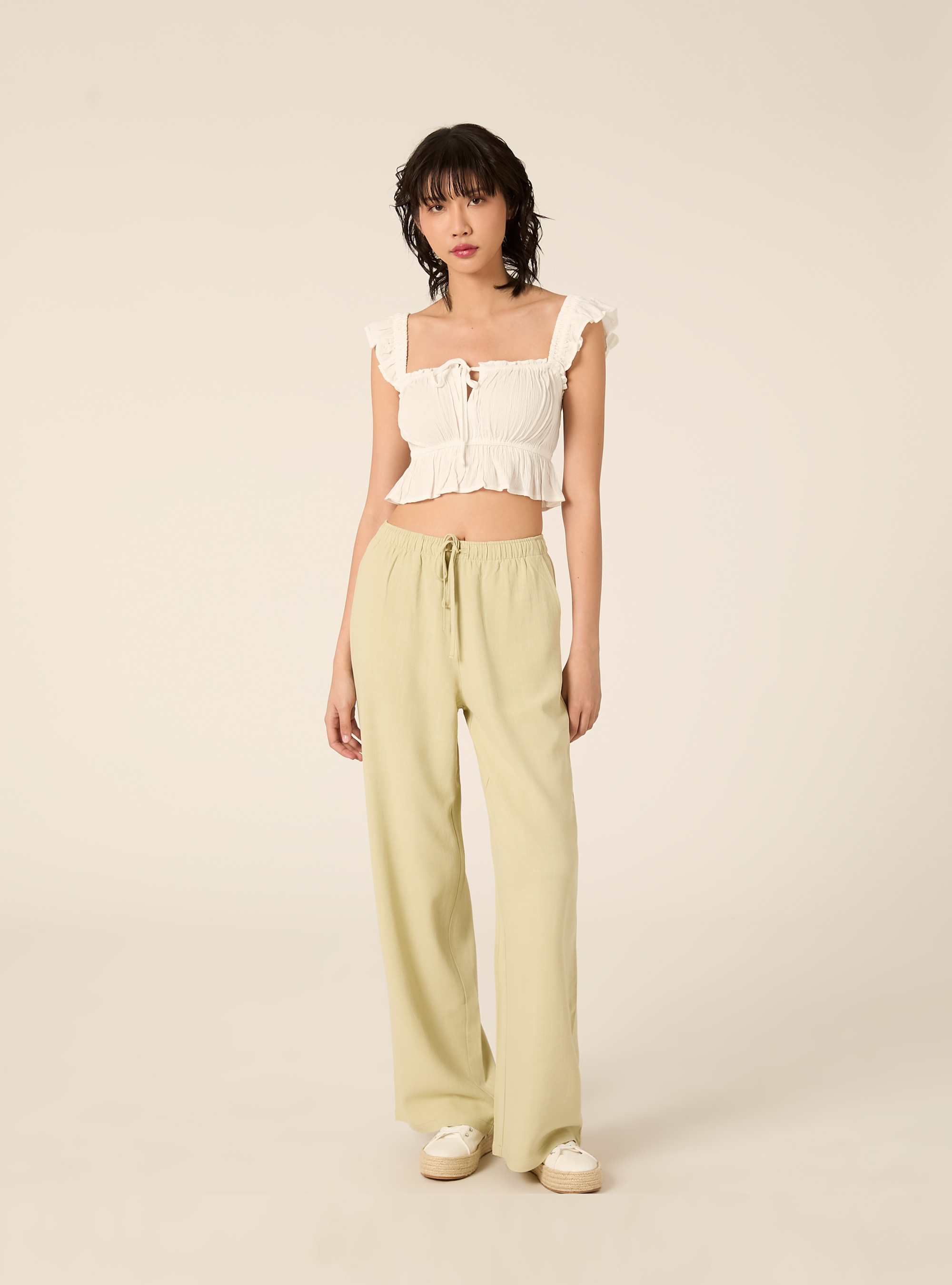 Top in crepe con volant, PANNA