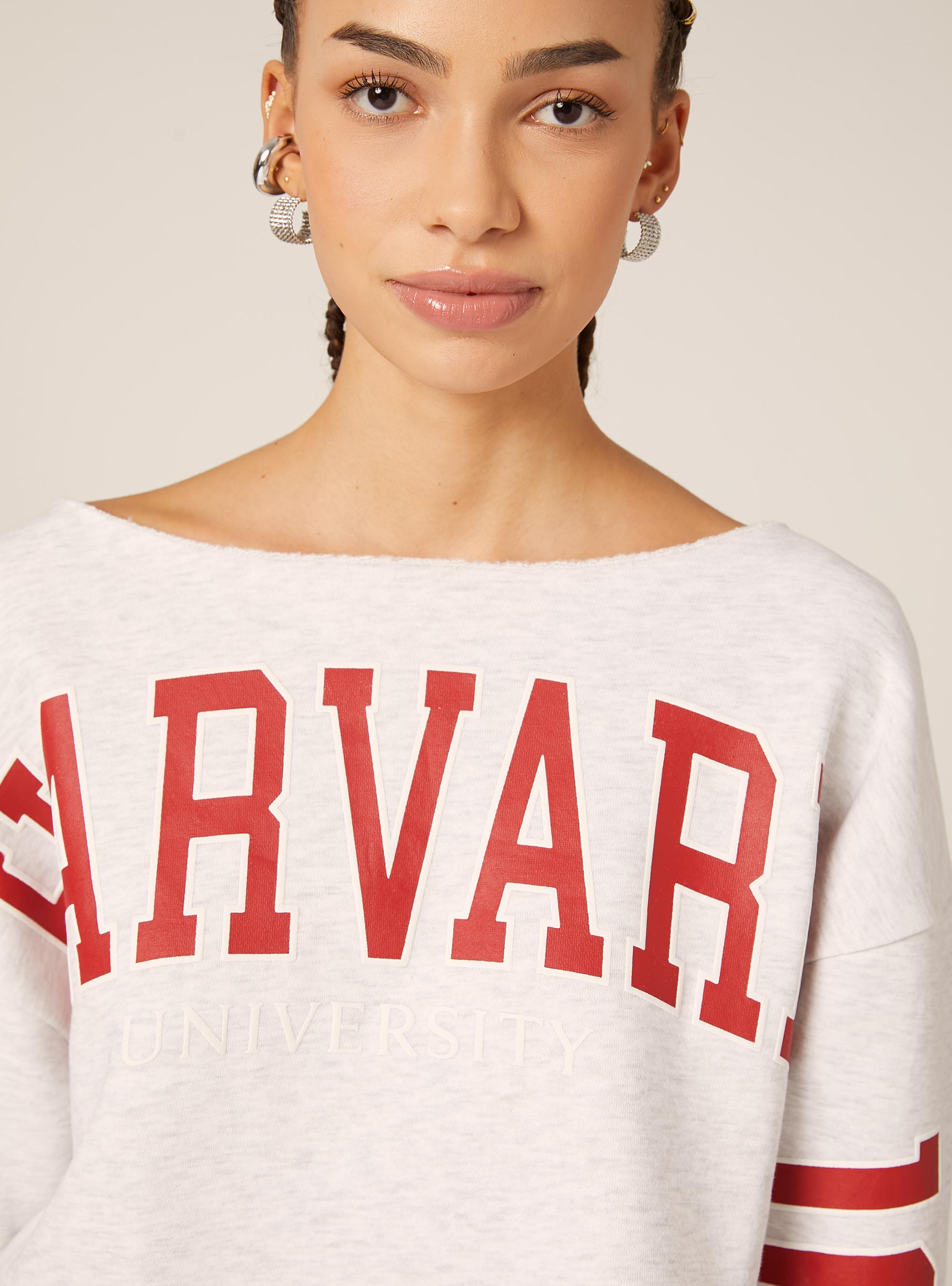 Sweat-shirt &agrave; encolure bateau Harvard / Alcott, MGY3 GREY MEL LIGHT