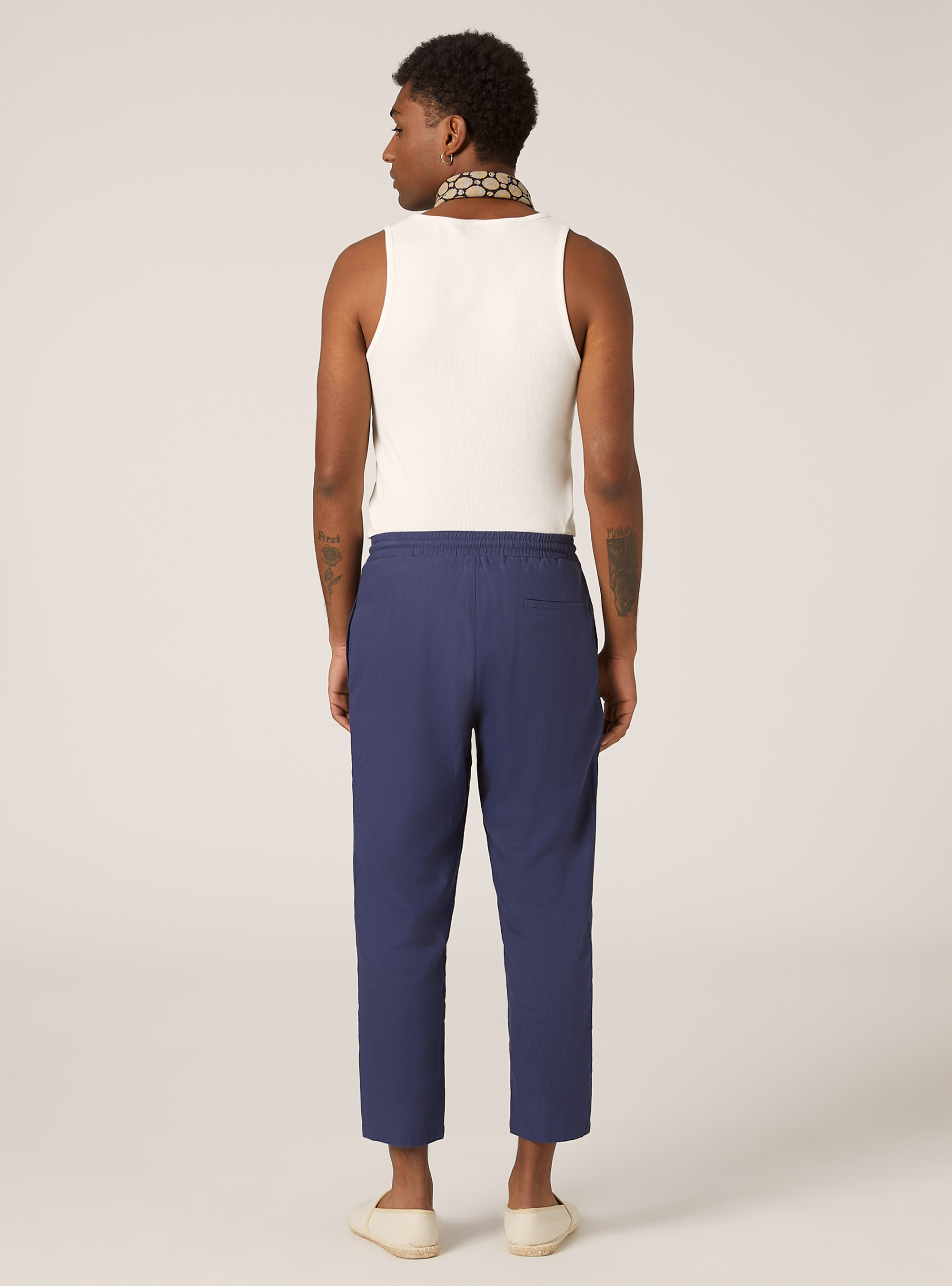 Linen blend jogger trousers, BL2 BLUE MEDIUM
