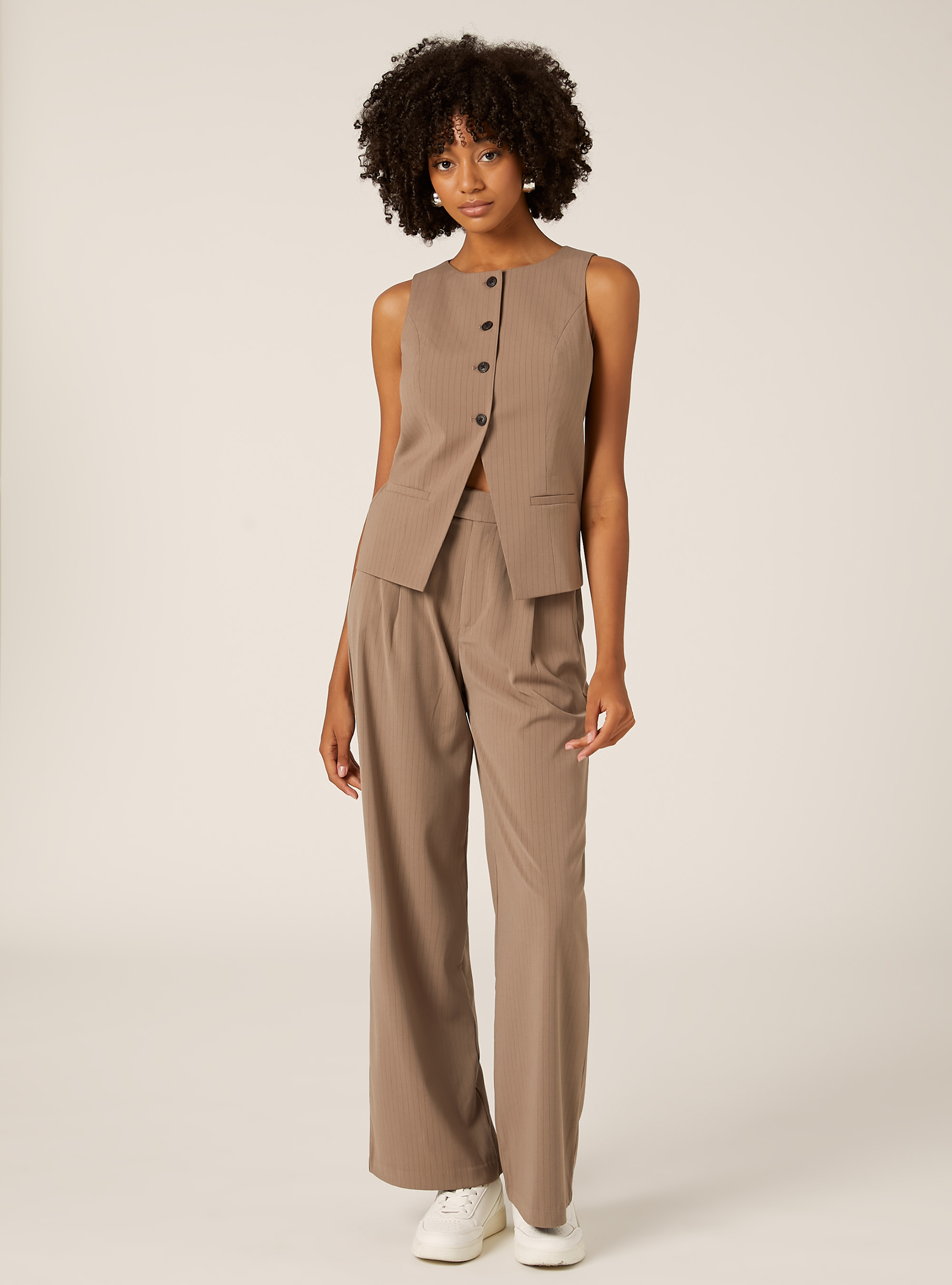 Gilet classique &agrave; boutons, BG2 BEIGE MEDIUM