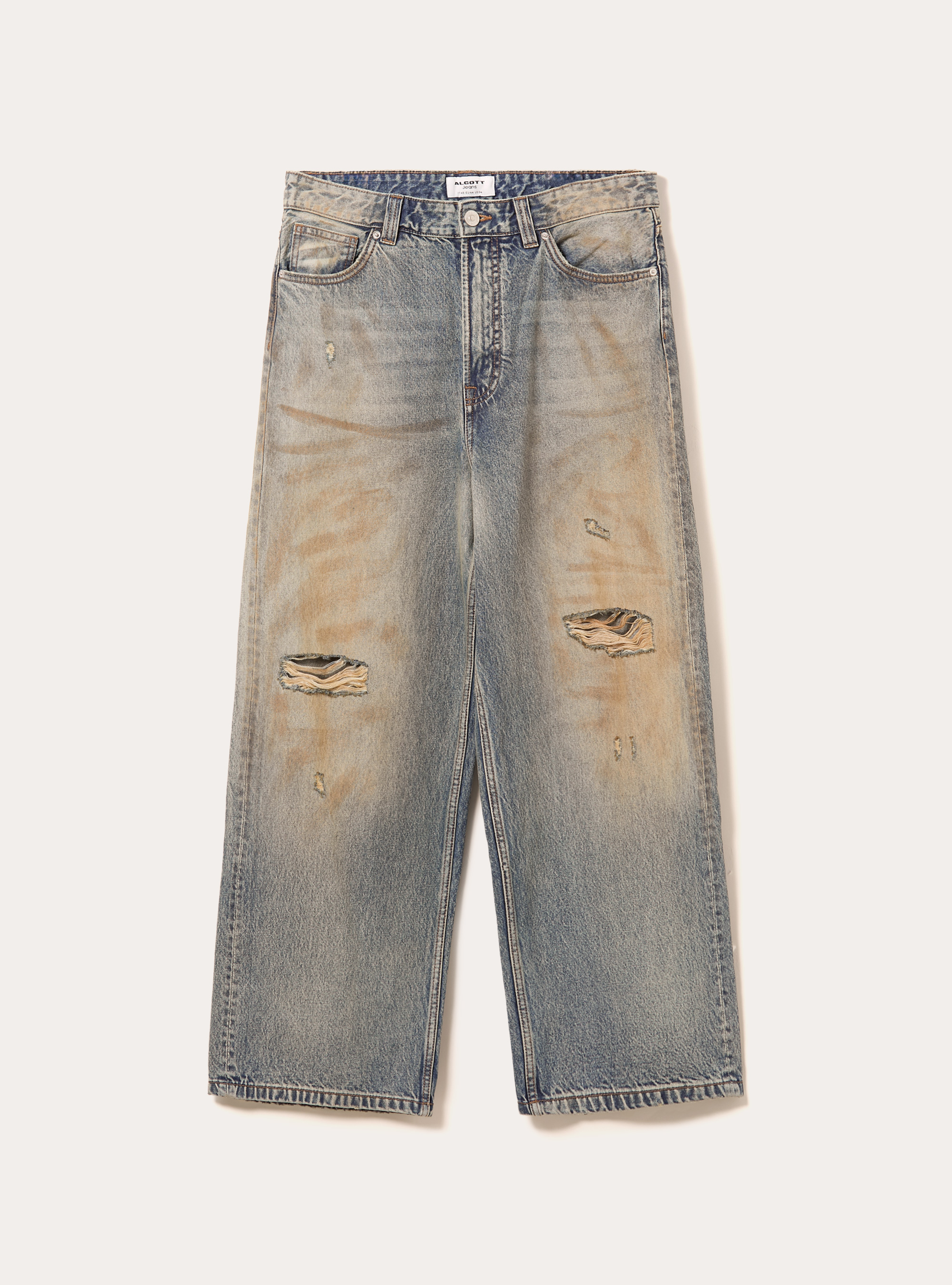 Jeans baggy effet d&eacute;lav&eacute;, D202 AZZURRE LIGHT OVERDYE