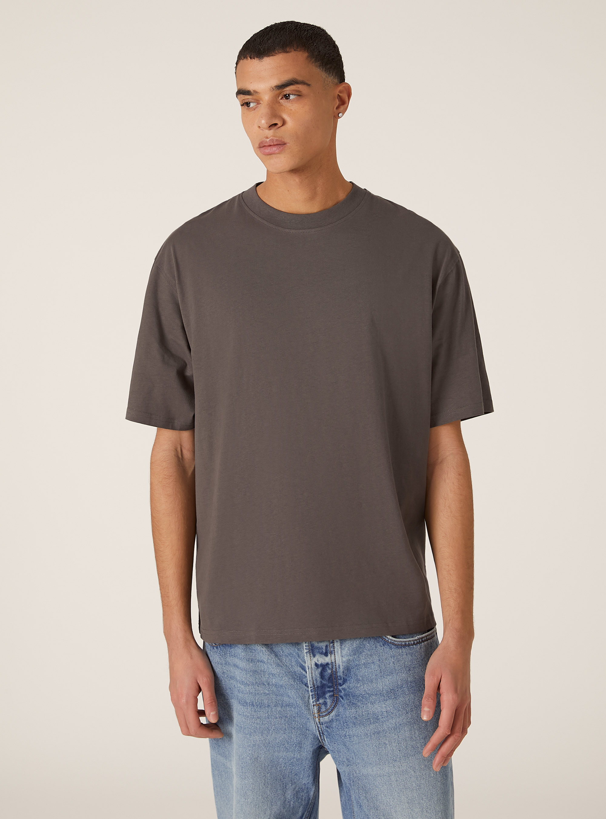 T-shirt coupe carr&eacute;e en coton, GY1 GREY DARK