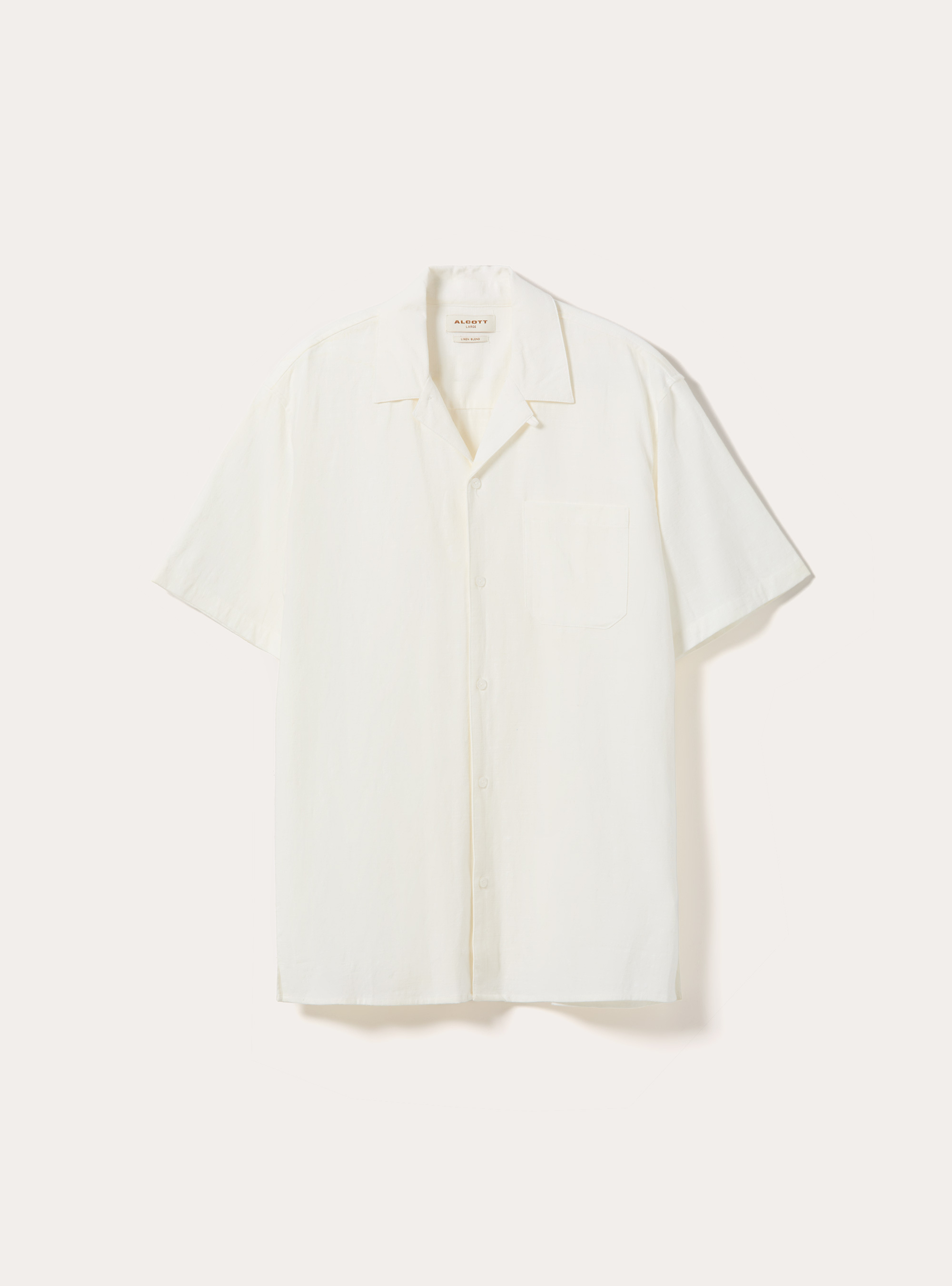 Linen Blend Bowling Shirt, WH1 OFF WHITE