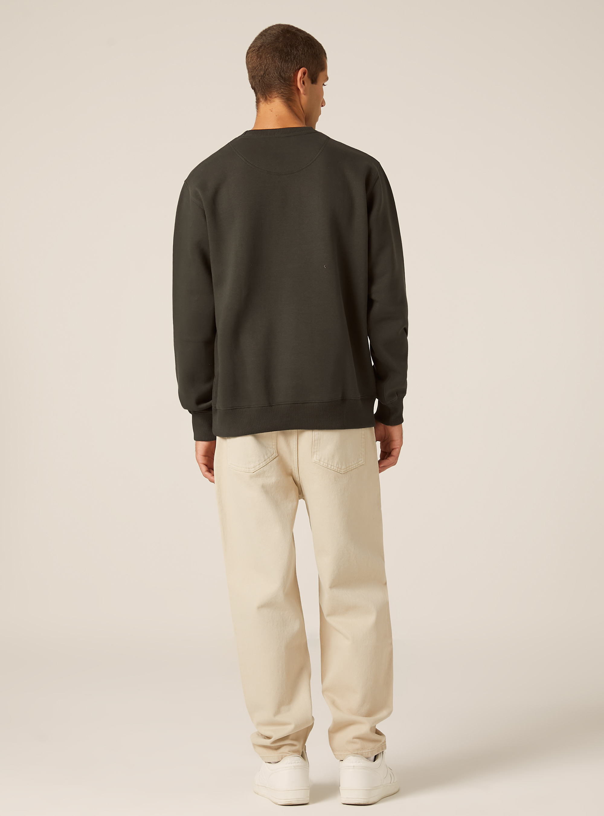 Sweat-shirt &agrave; col rond uni, KY1 KAKY DARK