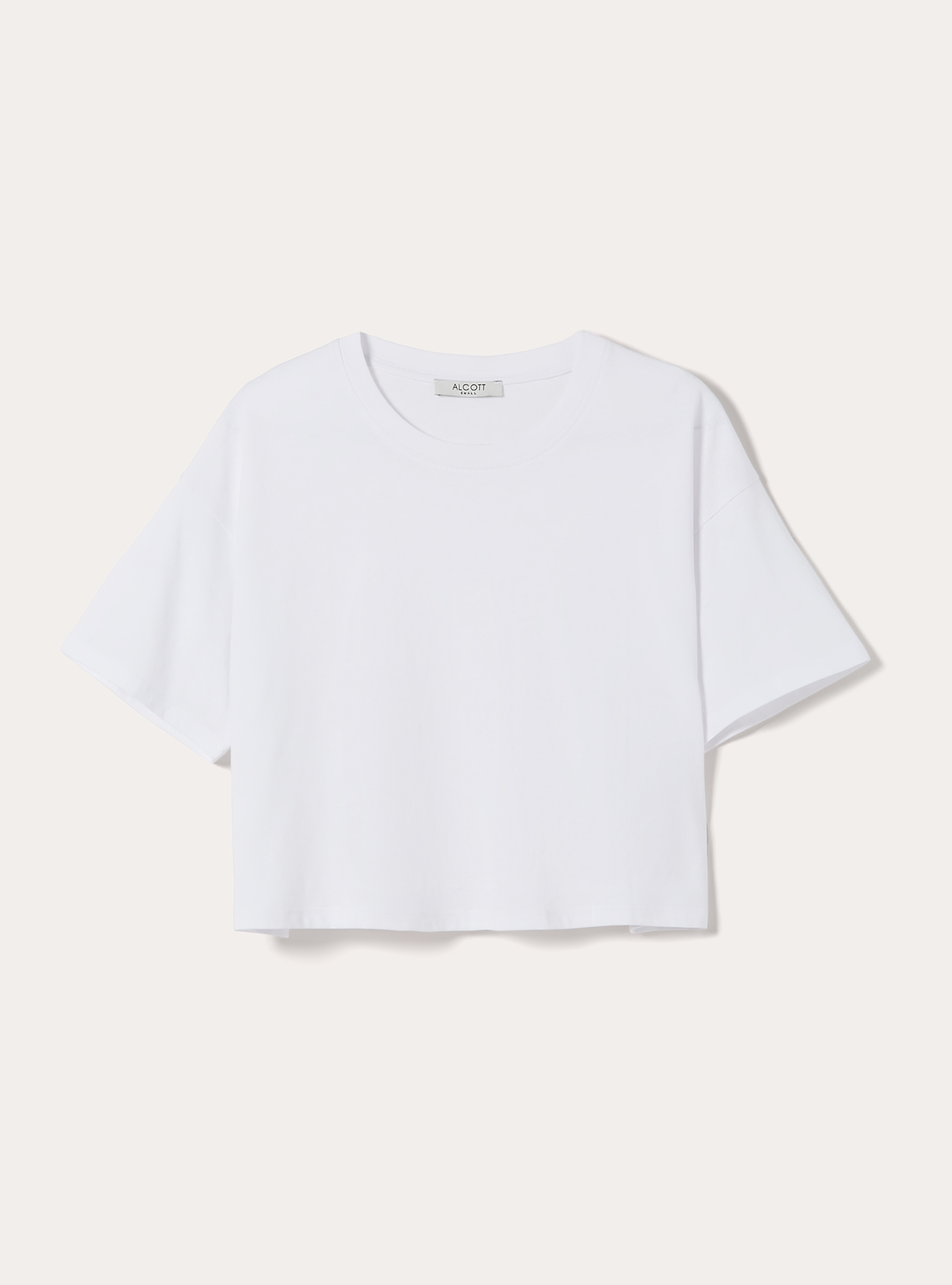 Basic Crew Neck Cropped T-Shirt, WH3 WHITE