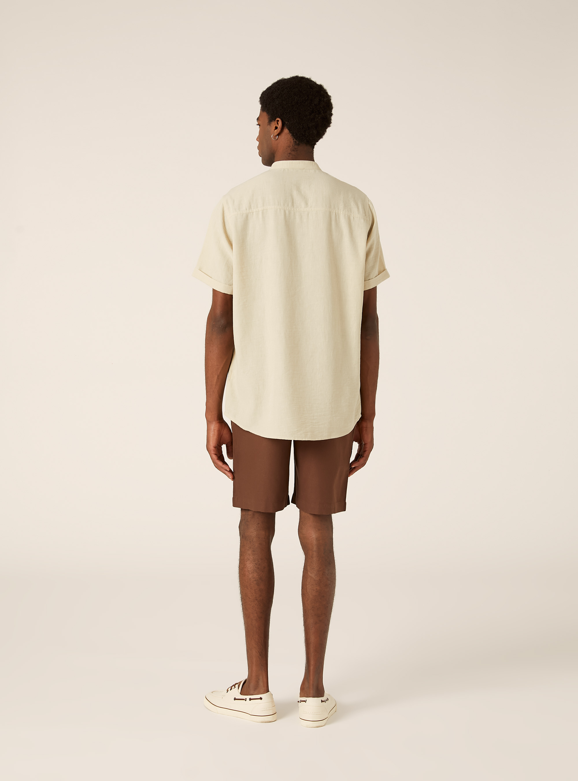 Camisa con cuello coreano, BG3 BEIGE LIGHT