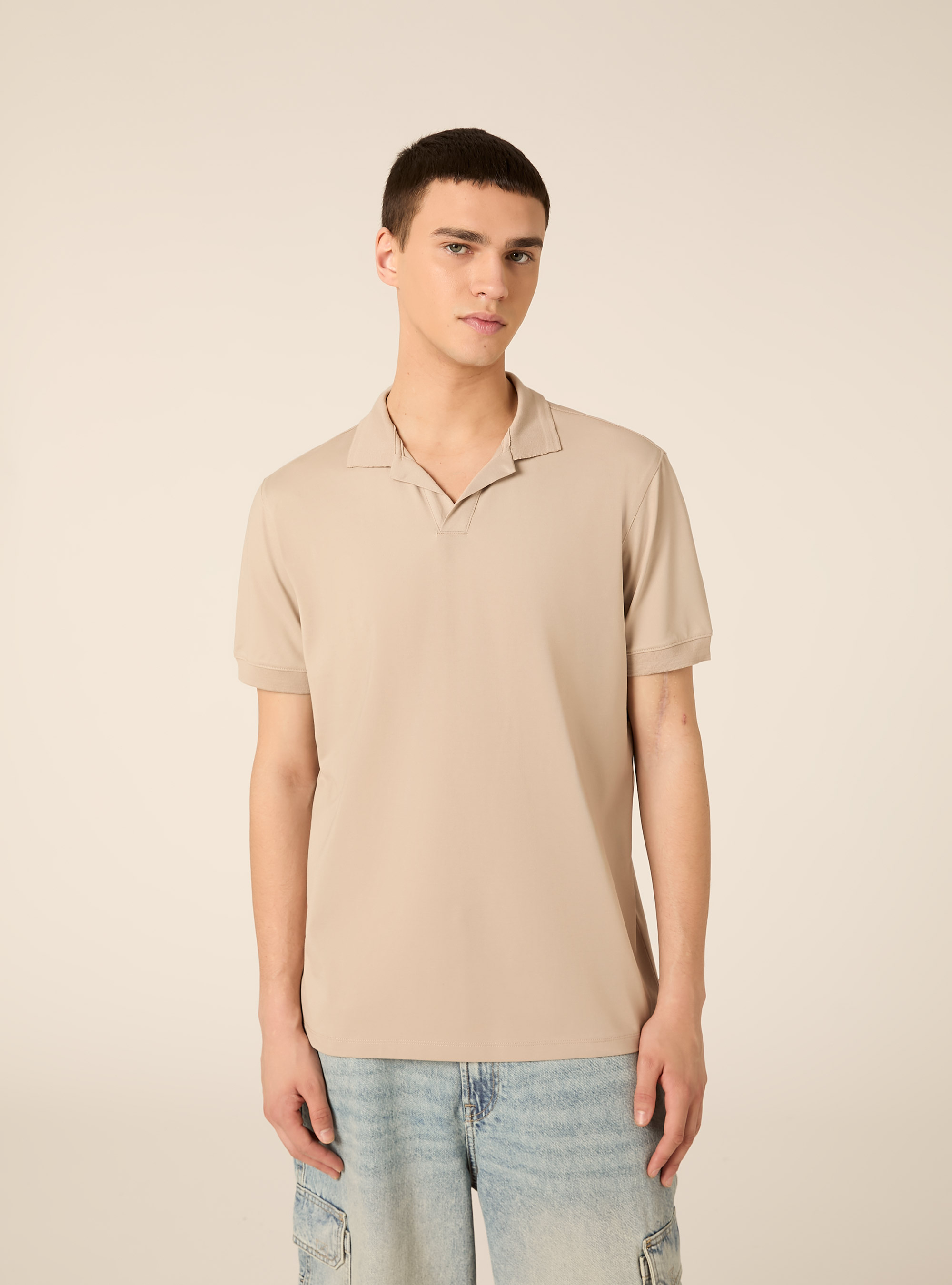 Polo AIRes en piqu&eacute; el&aacute;stico, BG2 BEIGE MEDIUM