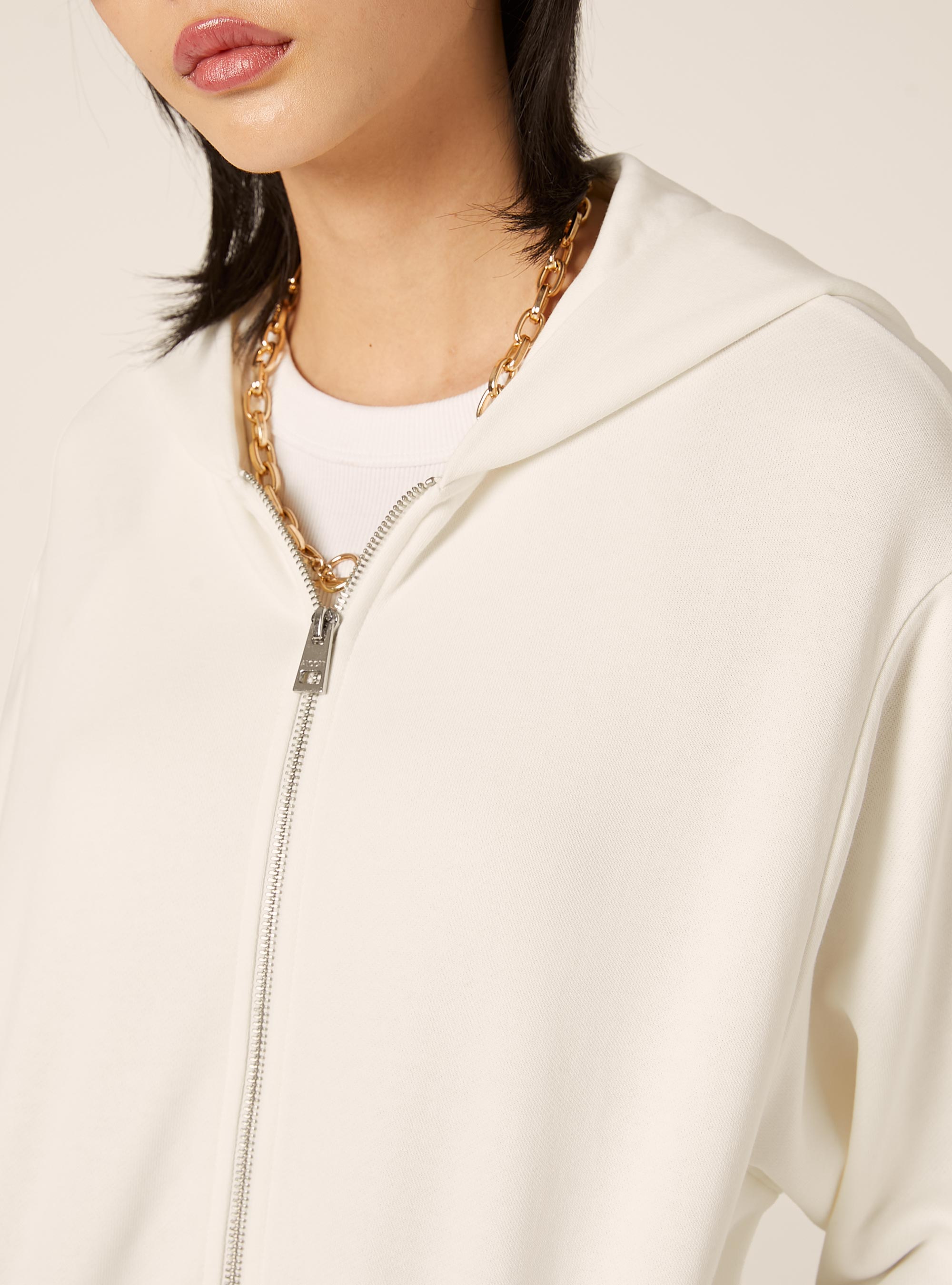 Sudadera con cremallera y corte recto, WH1 OFF WHITE
