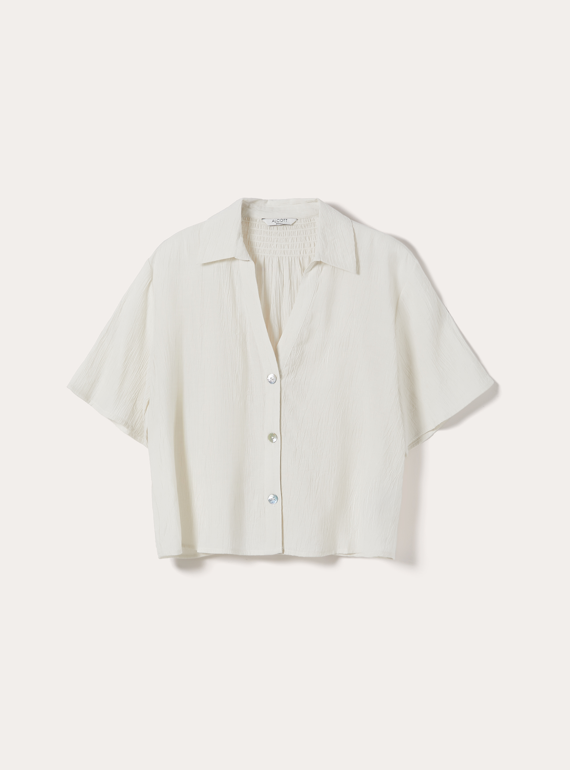 Camicia maniche corte in crepe, WH2 WHITE
