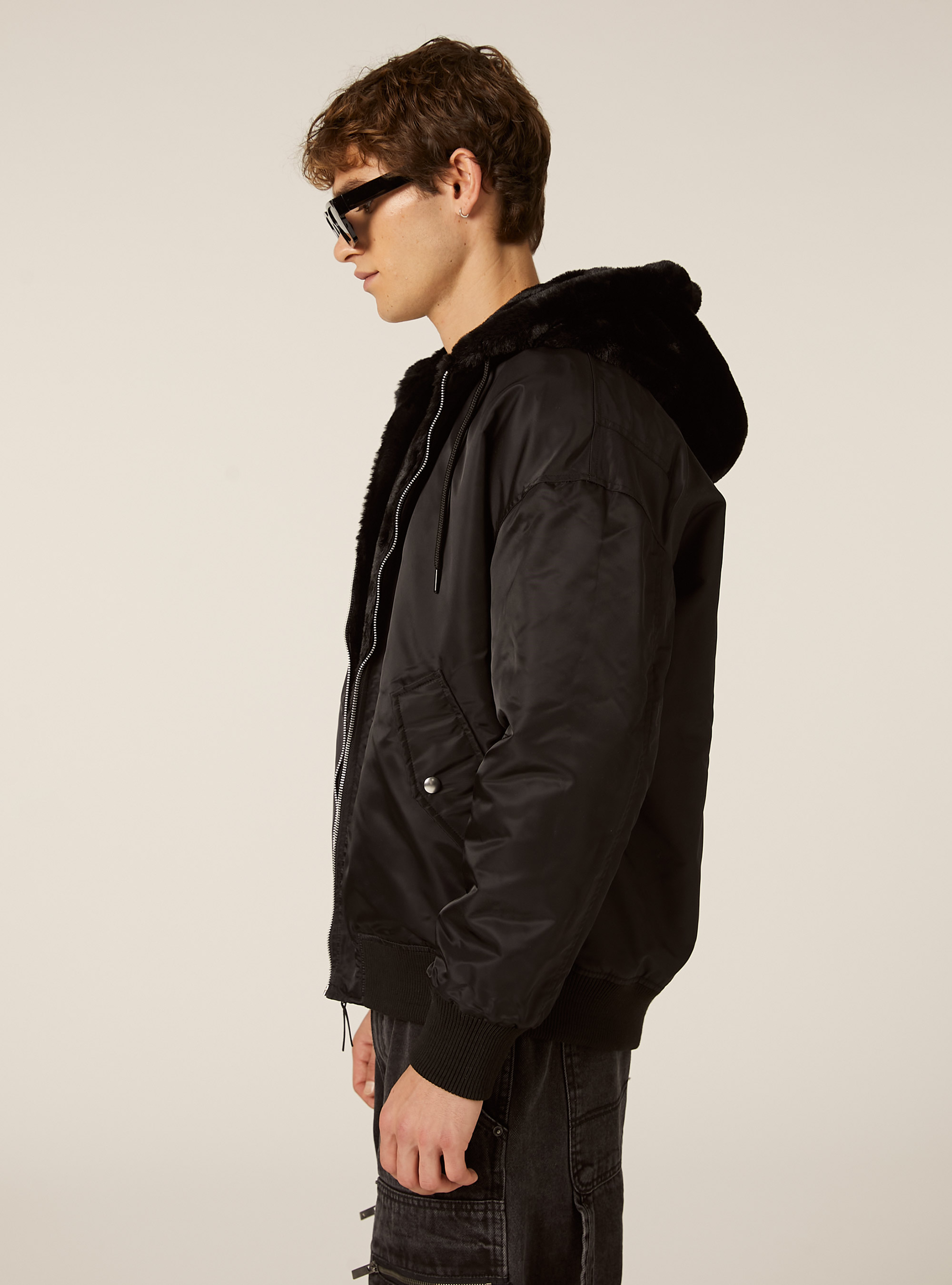 Veste r&eacute;versible avec capuche, BK1 BLACK