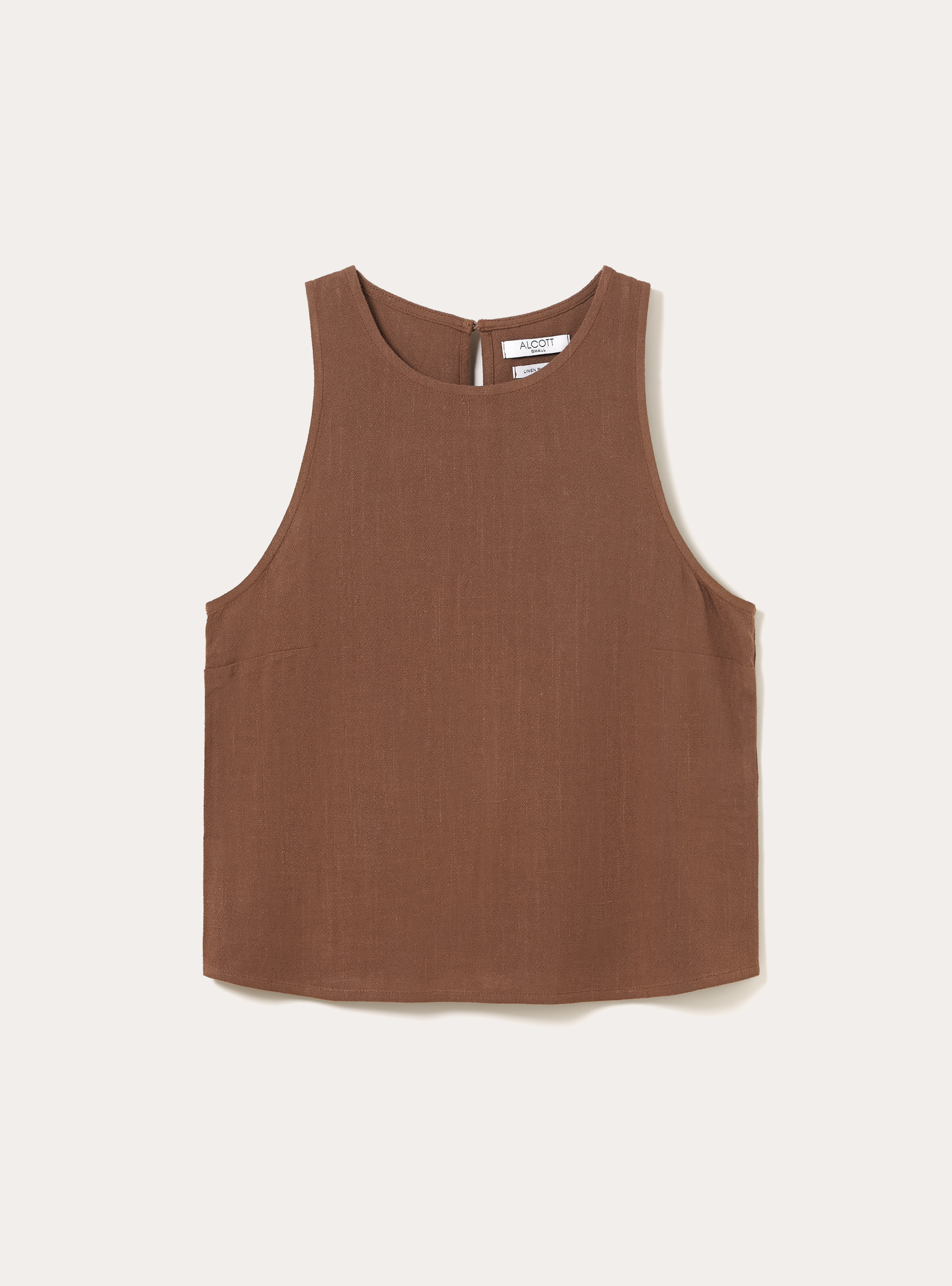Top de Tirantes B&aacute;sico de Mezcla de Lino, BR2 BROWN MEDIUM