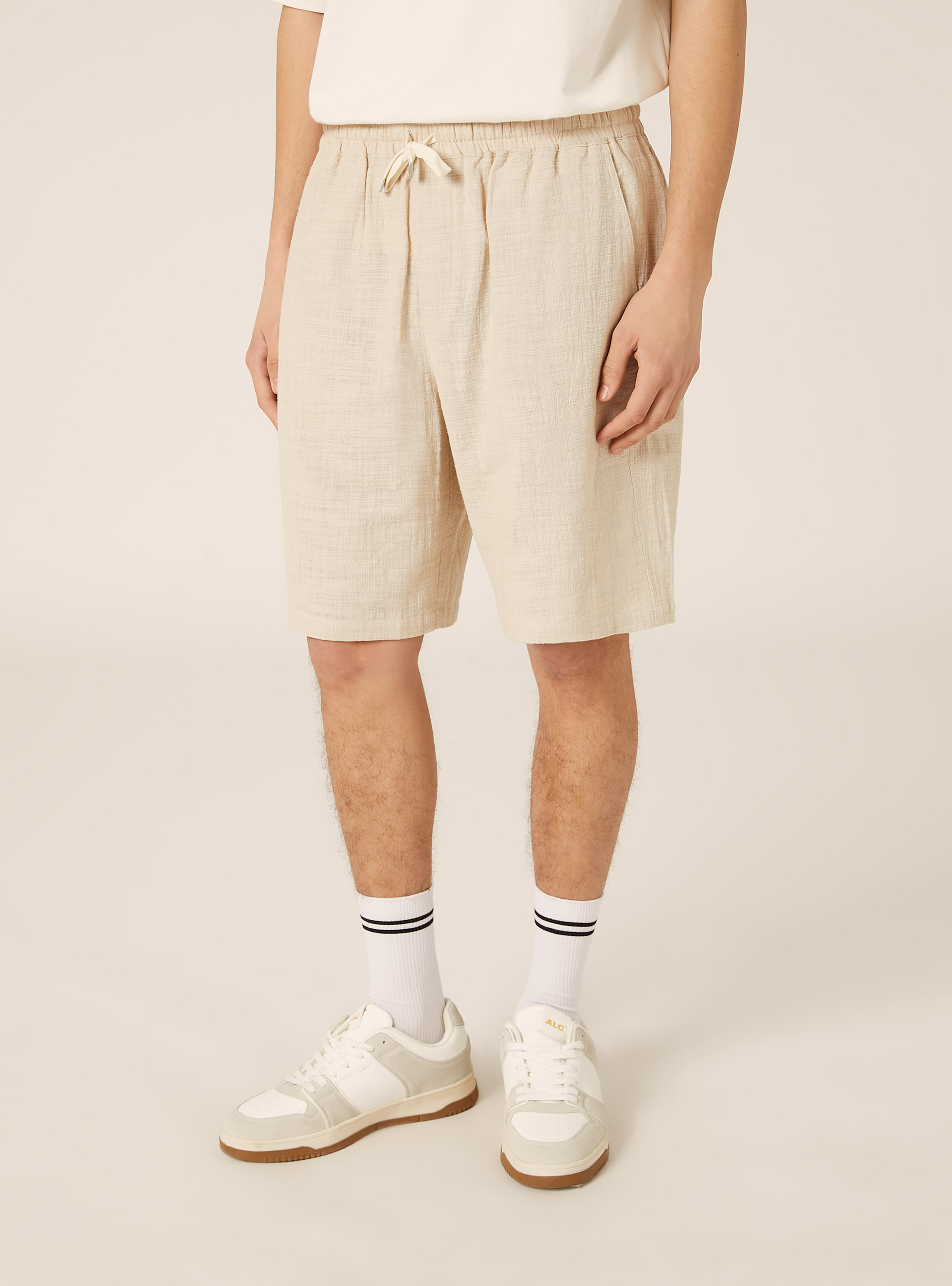 Bermudas de algod&oacute;n con cintura el&aacute;stica, BG3 BEIGE LIGHT
