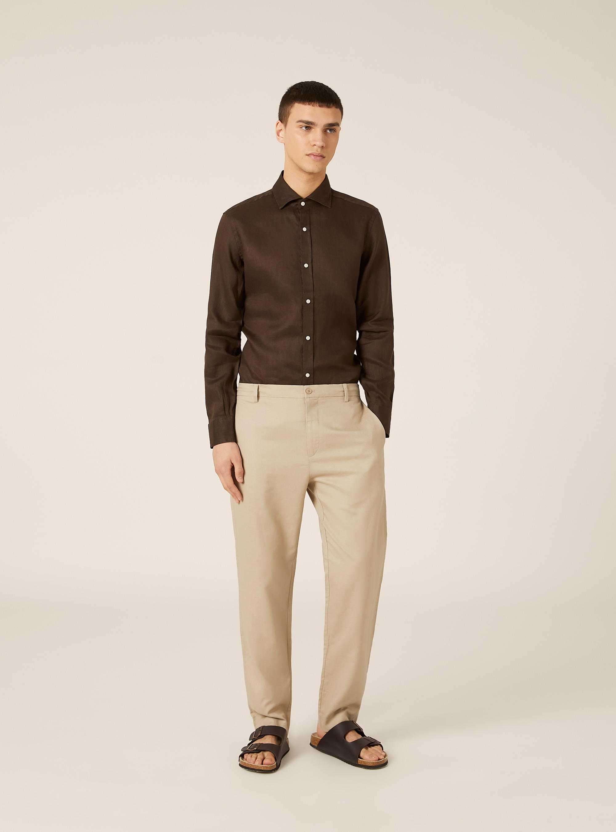 Linen blend chino trousers, BG2 BEIGE MEDIUM