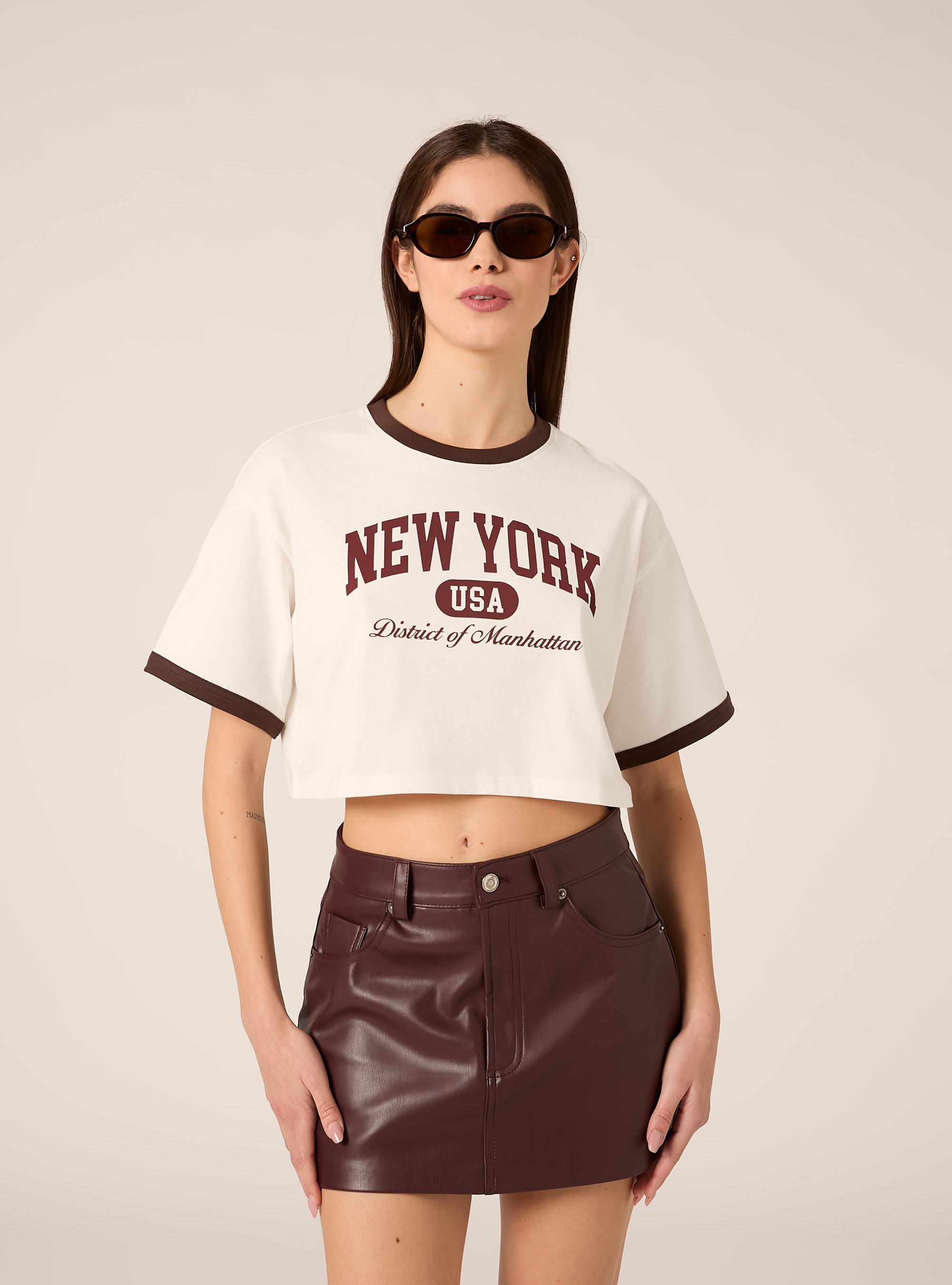 Camiseta corta con estampado, WH1 OFF WHITE