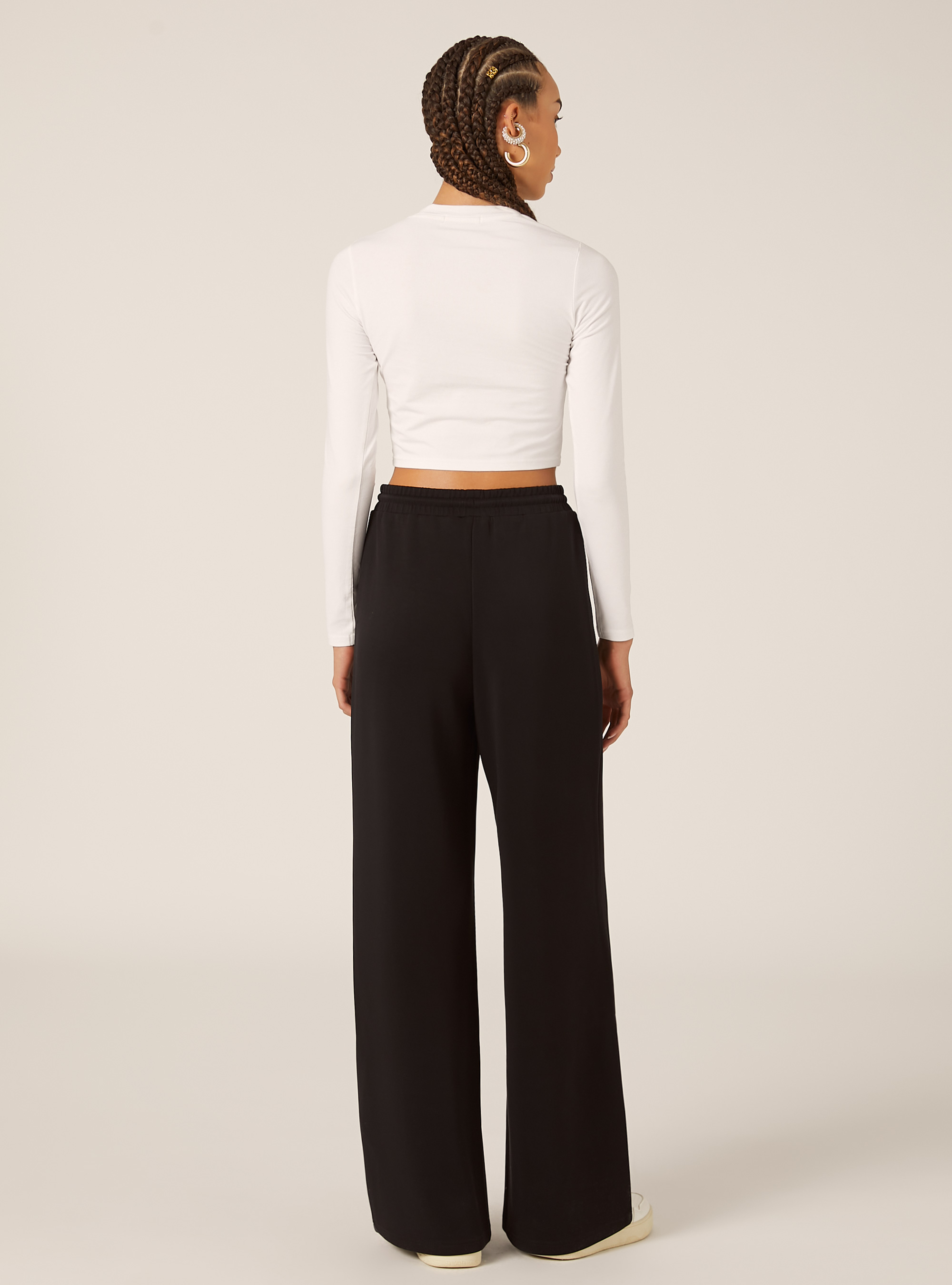Jogger wide leg soft touch, NERO