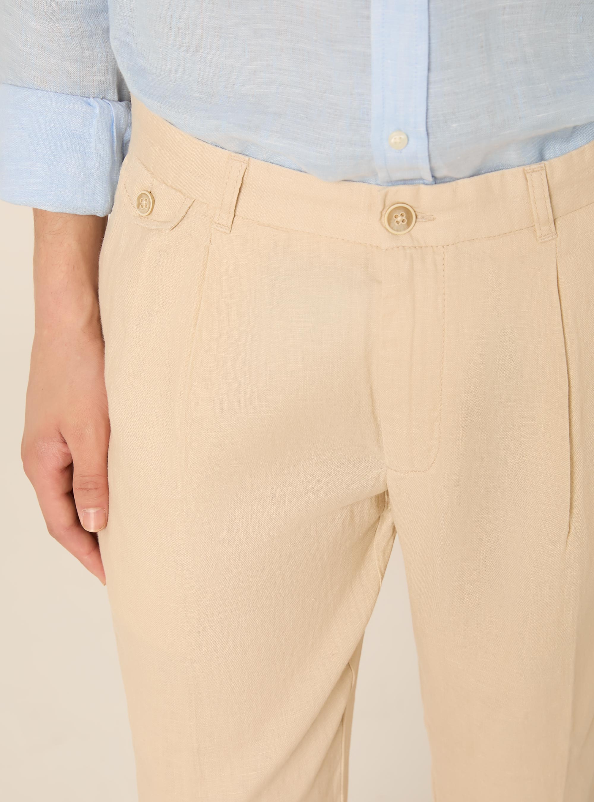 Pure linen chino trousers, BG3 BEIGE LIGHT