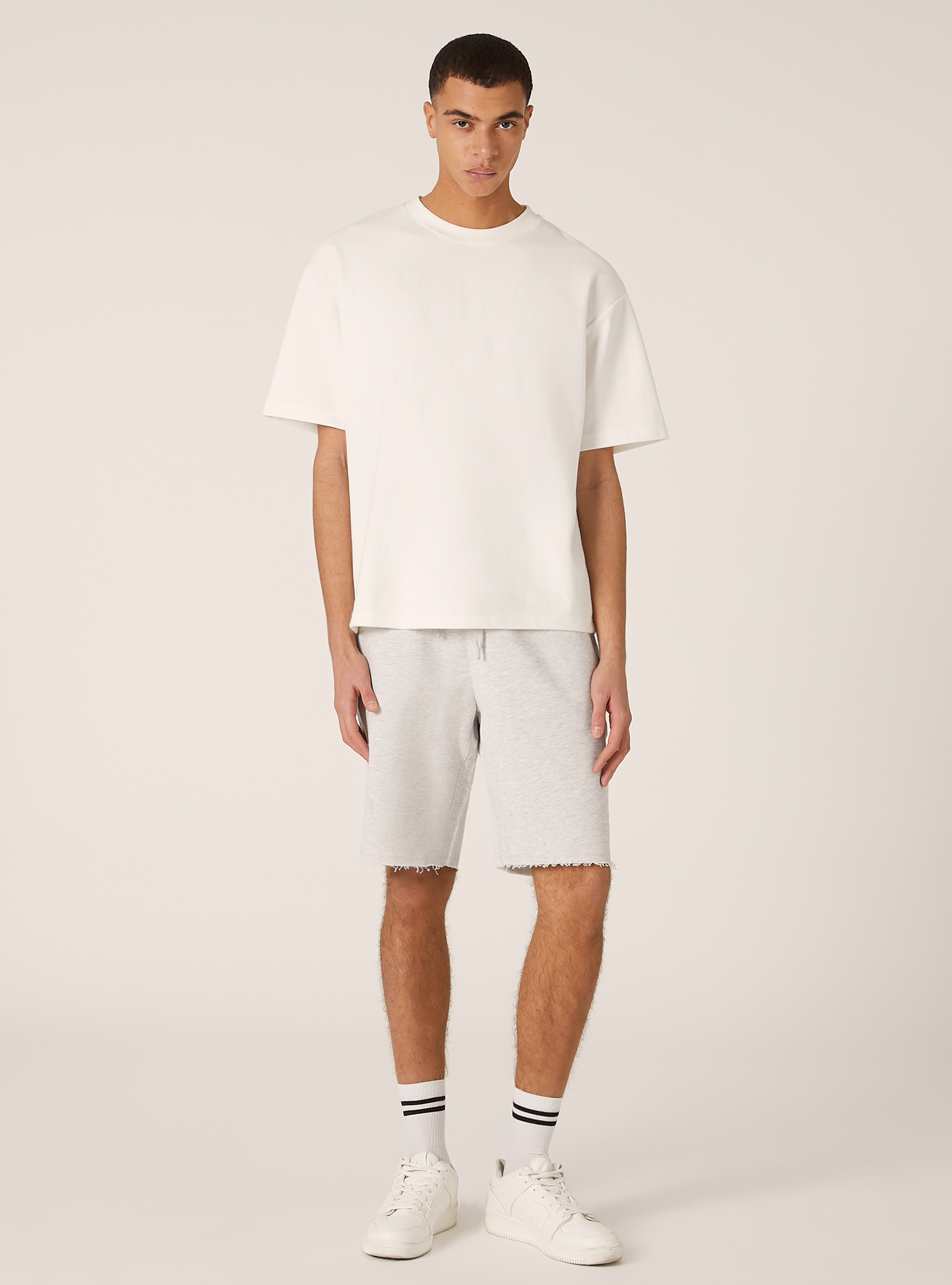 Bermuda jogger de algod&oacute;n, MGY3 GREY MEL LIGHT