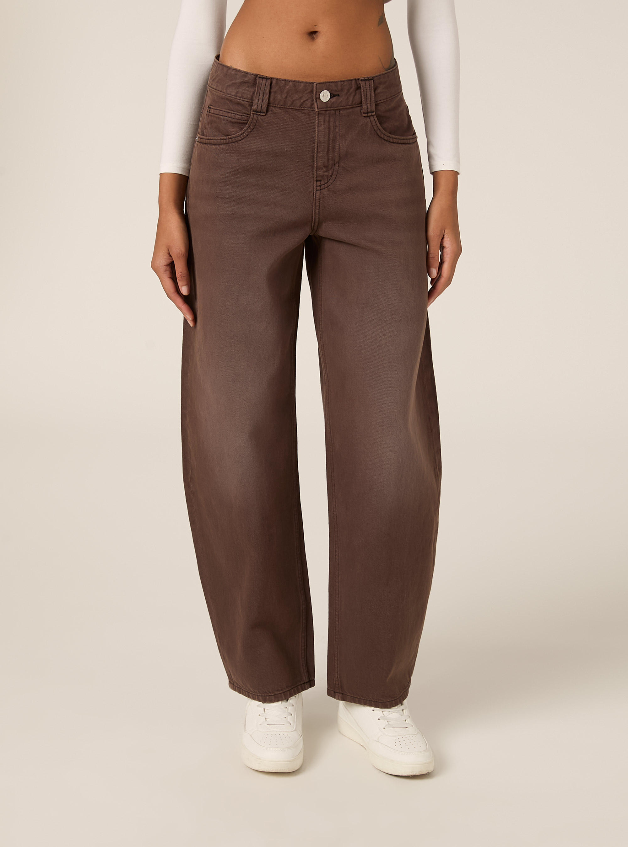 Balloon fit pants, BR2 BROWN MEDIUM