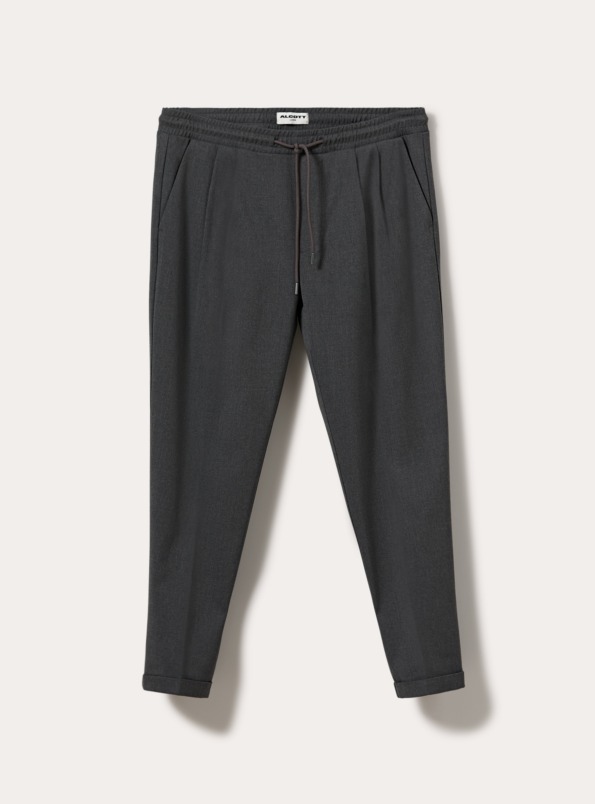 Twill jogger trousers with pleats, MGY1 GREY MEL DARK