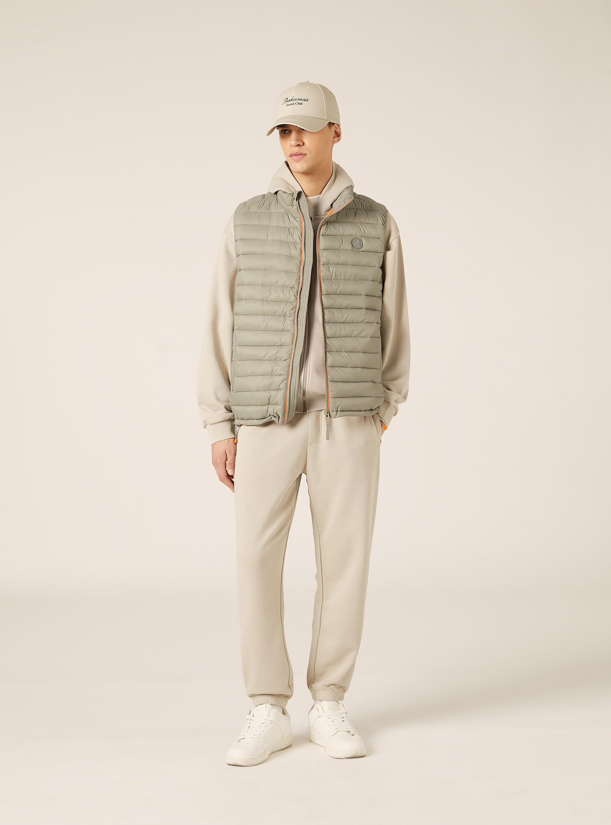 Padded sleeveless jacket with contrasting zip, SG3 SAGE LIGHT