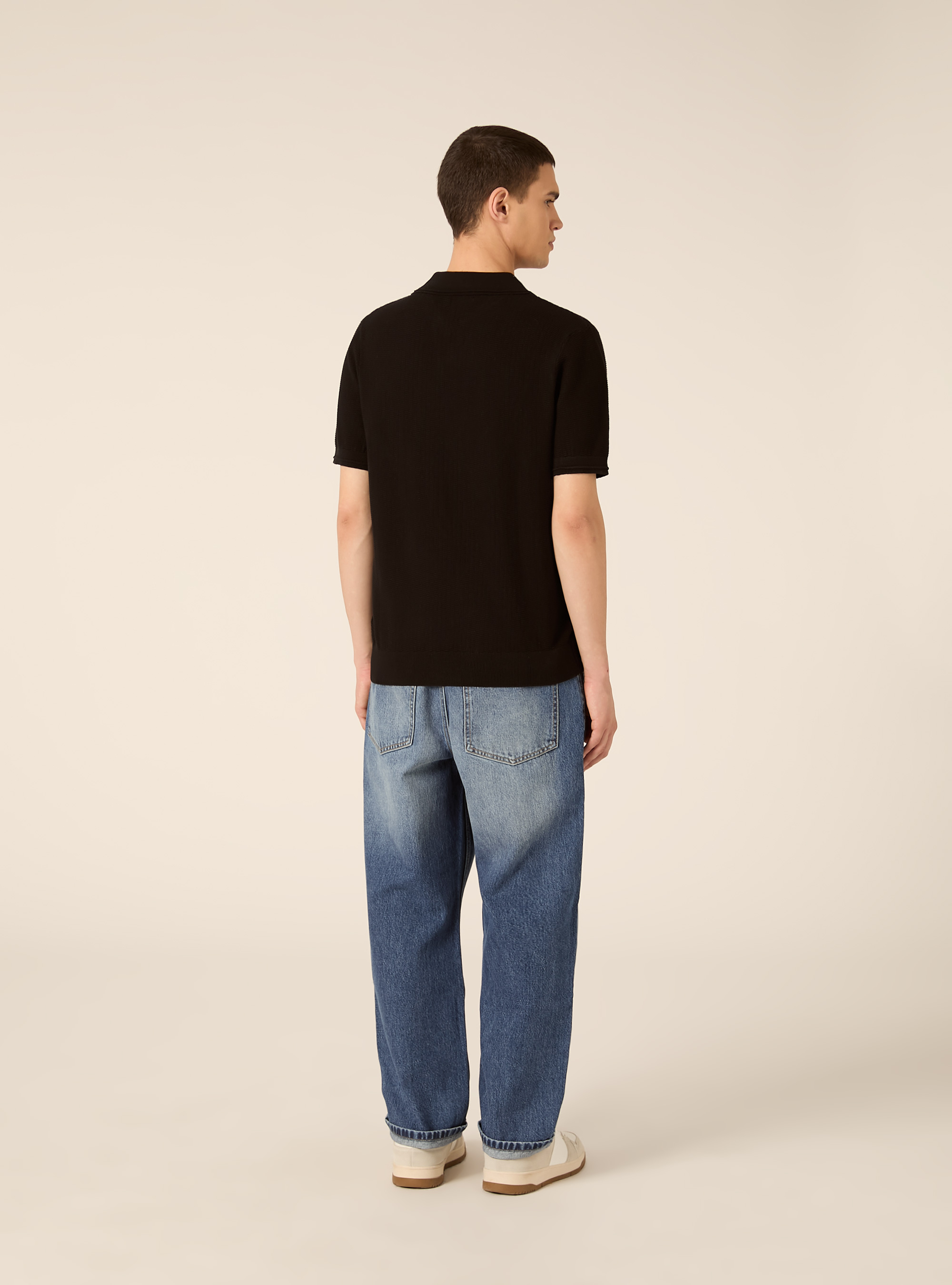Polo derby in maglia, NERO