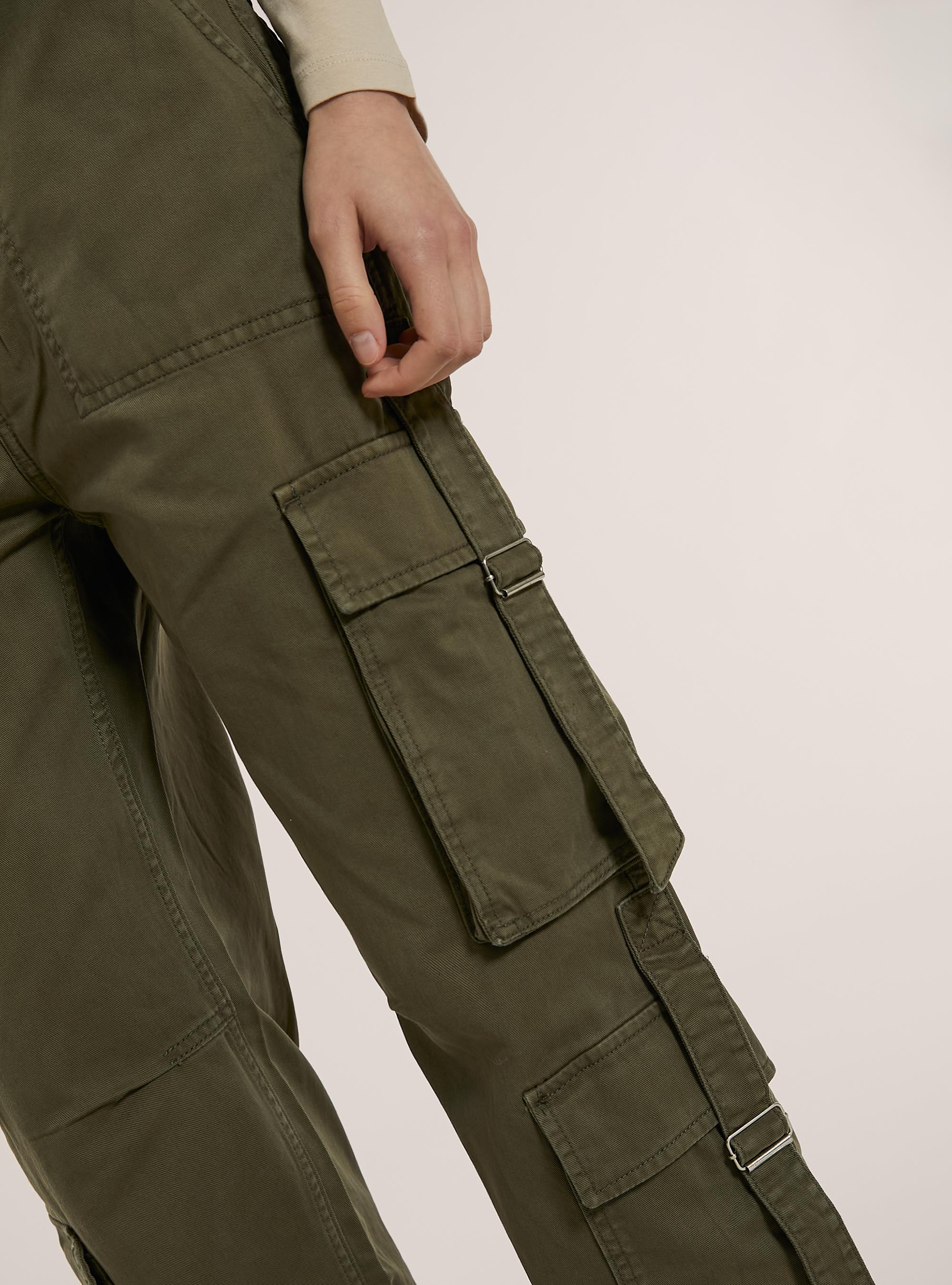Pantalon multi-cargo en serg&eacute;, KY1 KAKY DARK
