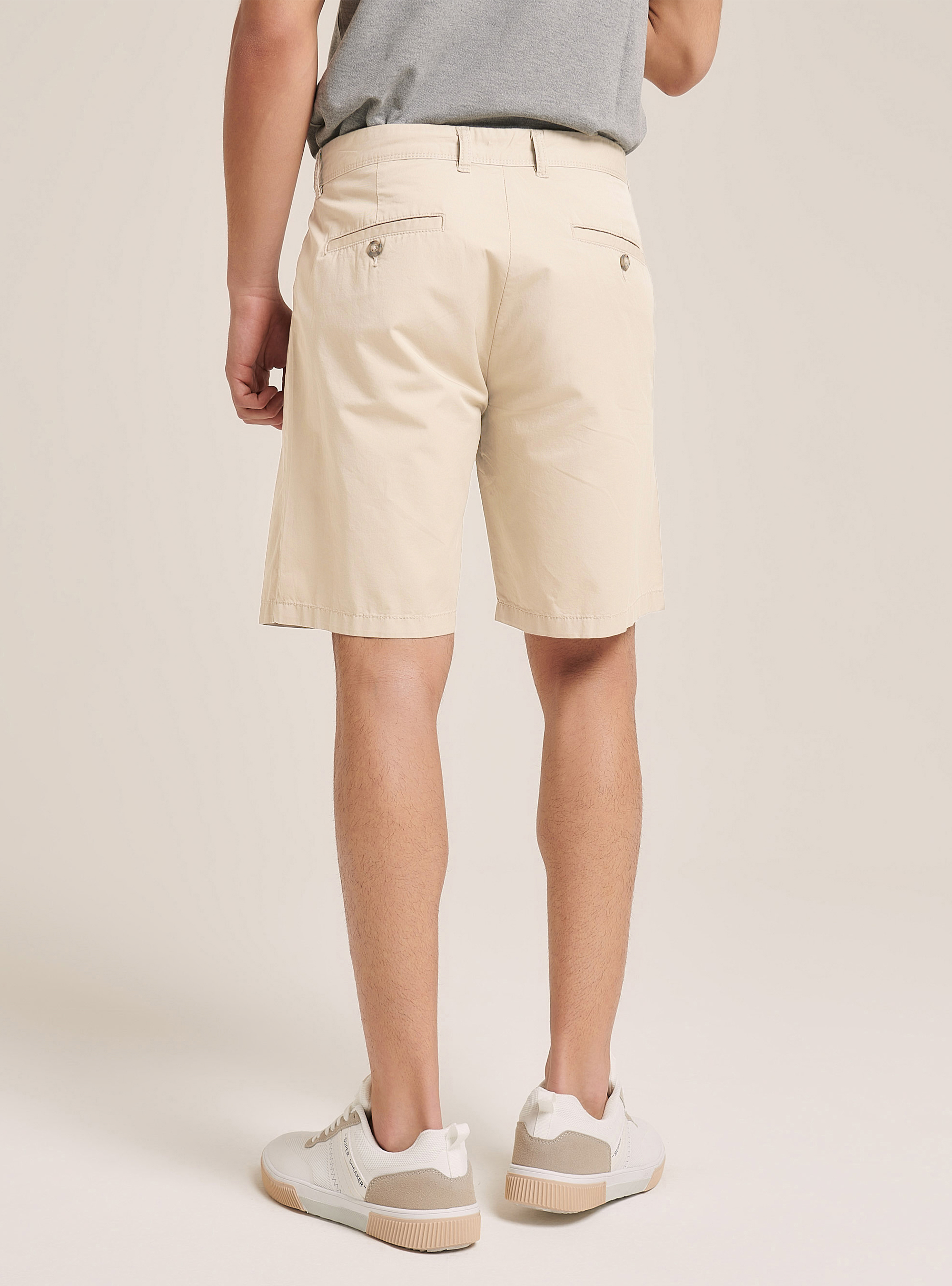 Plain Fit Twill Bermuda Shorts, SA1 SAND DARK