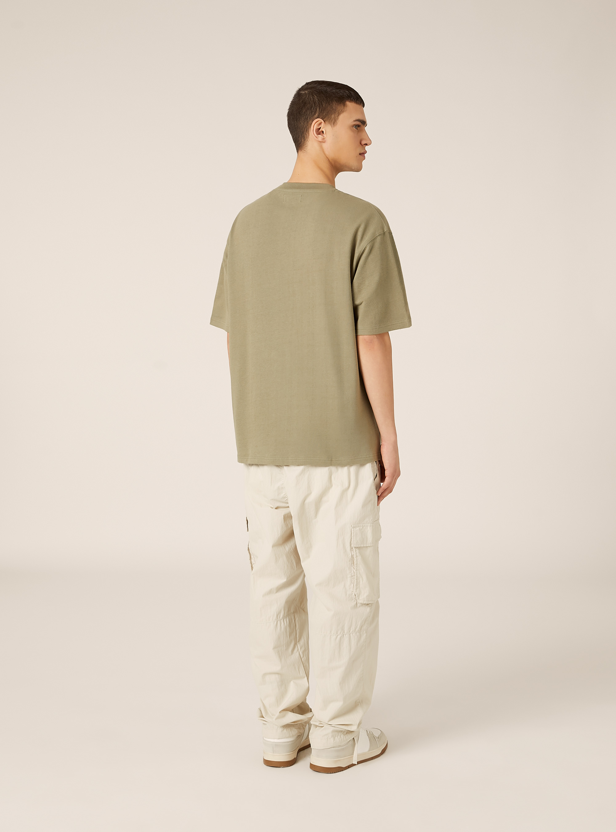 Textured cotton T-shirt, KY2 KAKY MEDIUM