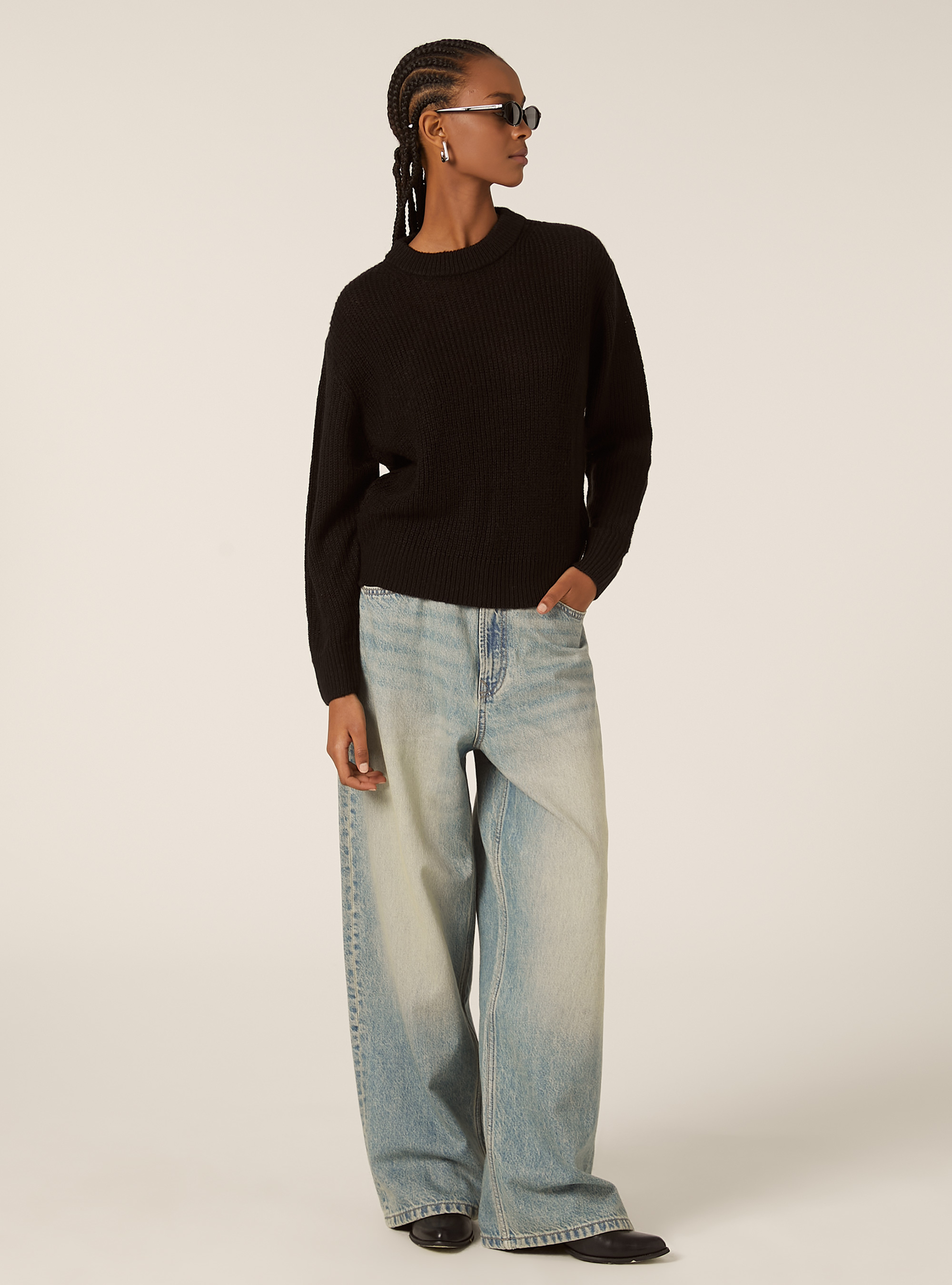 Pull-over basique uni, BK1 BLACK