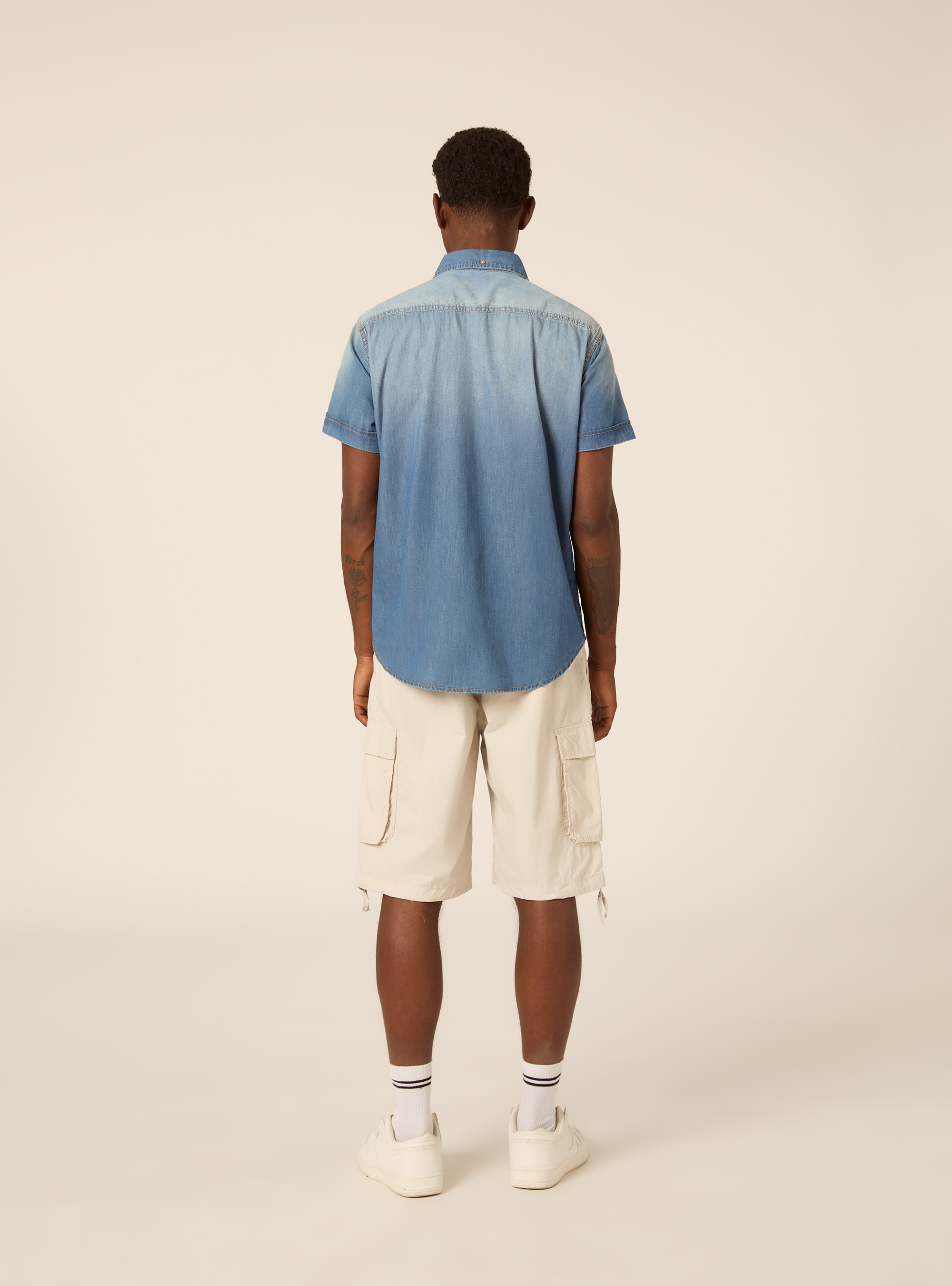 Short Sleeve Western Denim Shirt, D003 MEDIUM BLUE