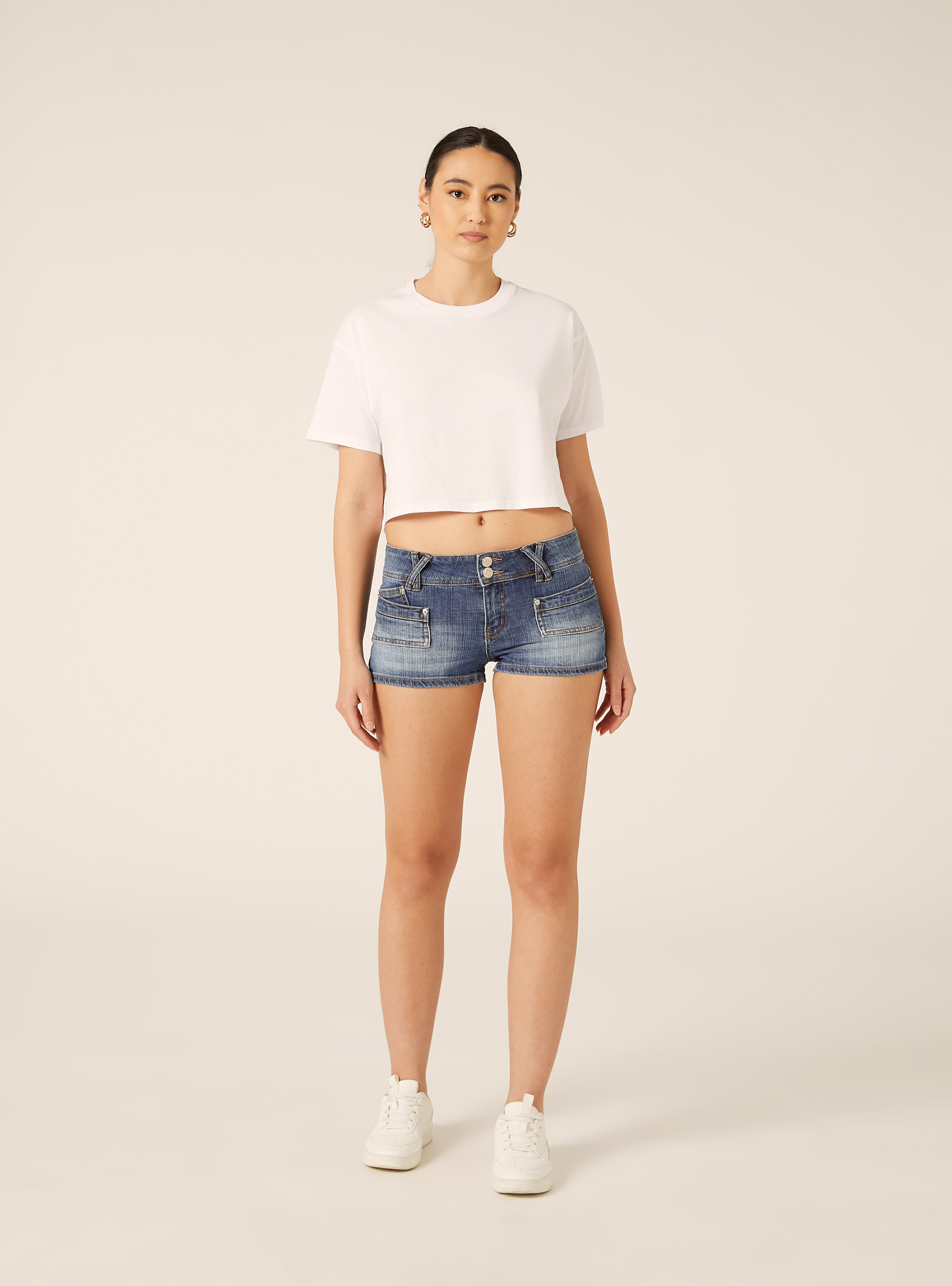 Micro shorts denim, D003 MEDIUM BLUE