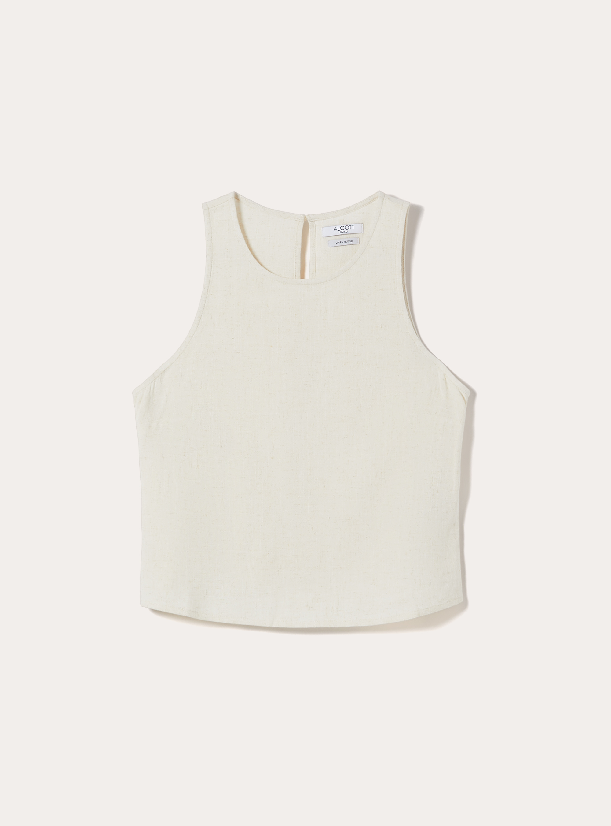 Linen Blend Basic Tank Top, MBG3 BEIGE MEL LIGHT