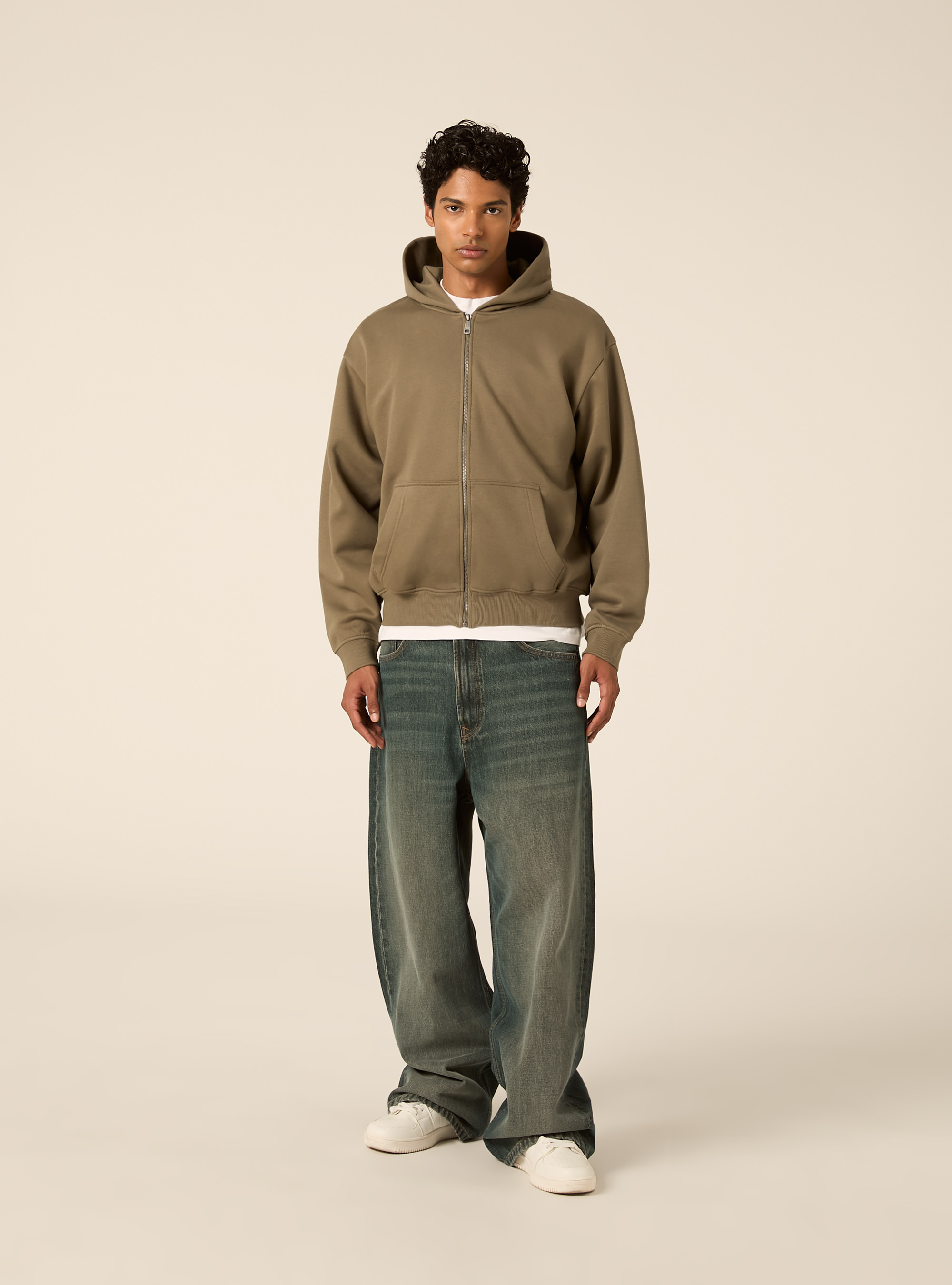 Felpa Boxy fit con zip e cappuccio, KAKY MEDIO