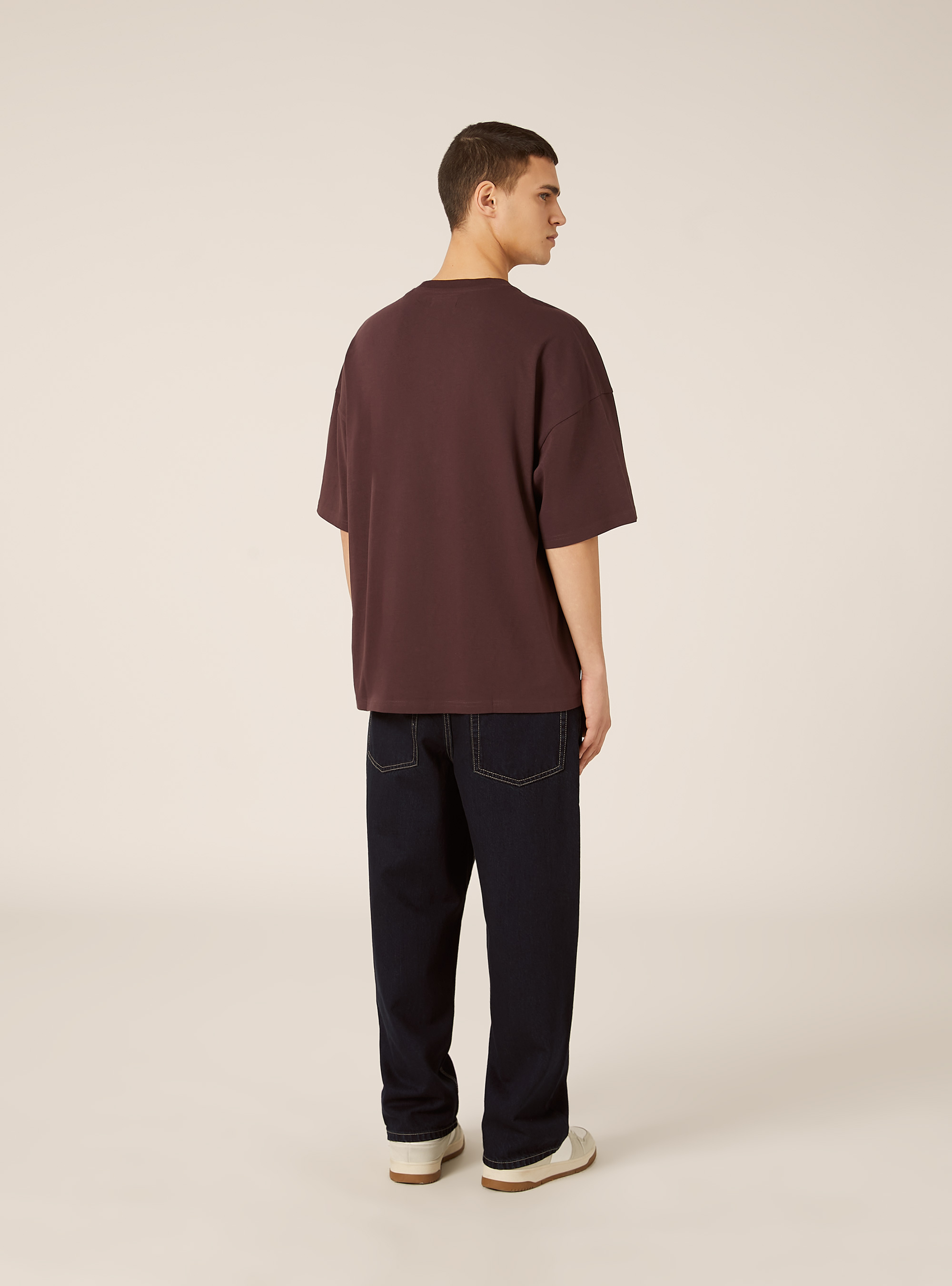 Boxy fit short sleeve tee with dropped shoulders, VI2 VIOLET MEDIUM
