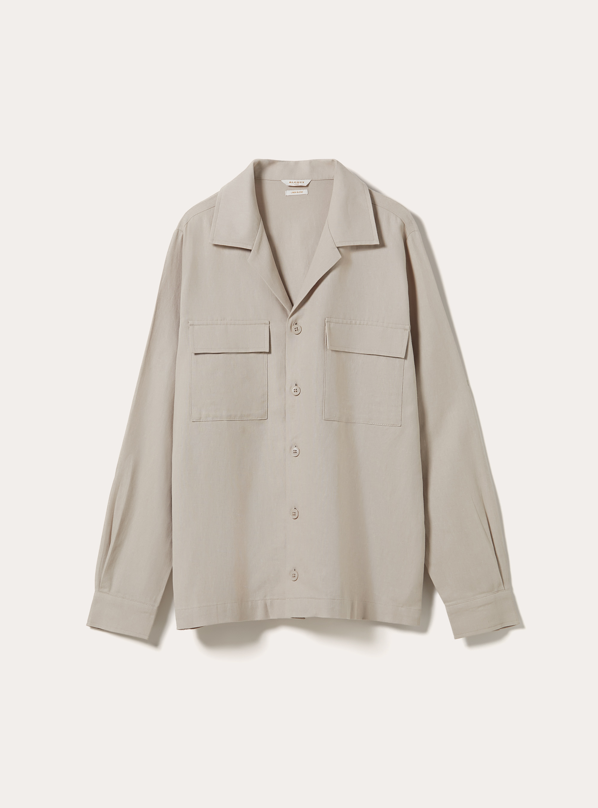 Chemise en M&eacute;lange de Lin avec Poches Plaqu&eacute;es, BG2 BEIGE MEDIUM