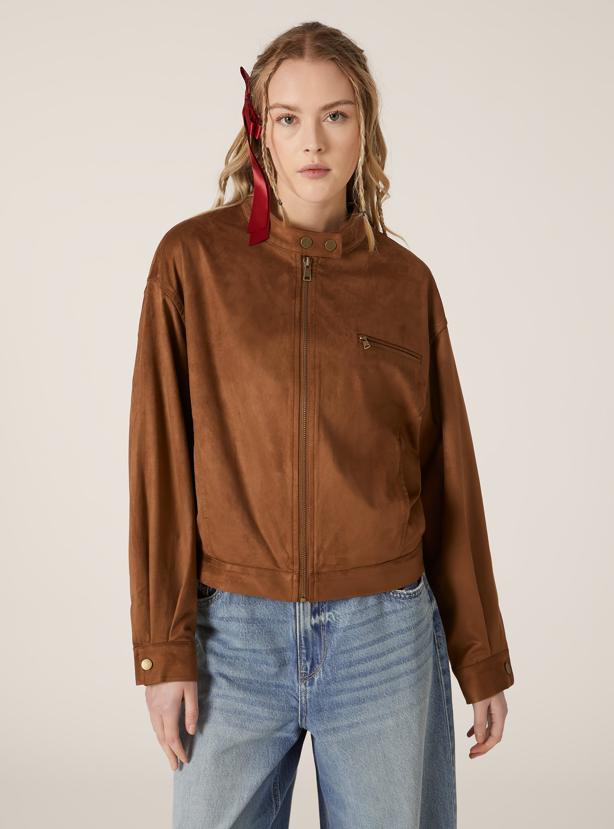 Veste de motard en su&eacute;dine, TB2 TOBACCO MEDIUM